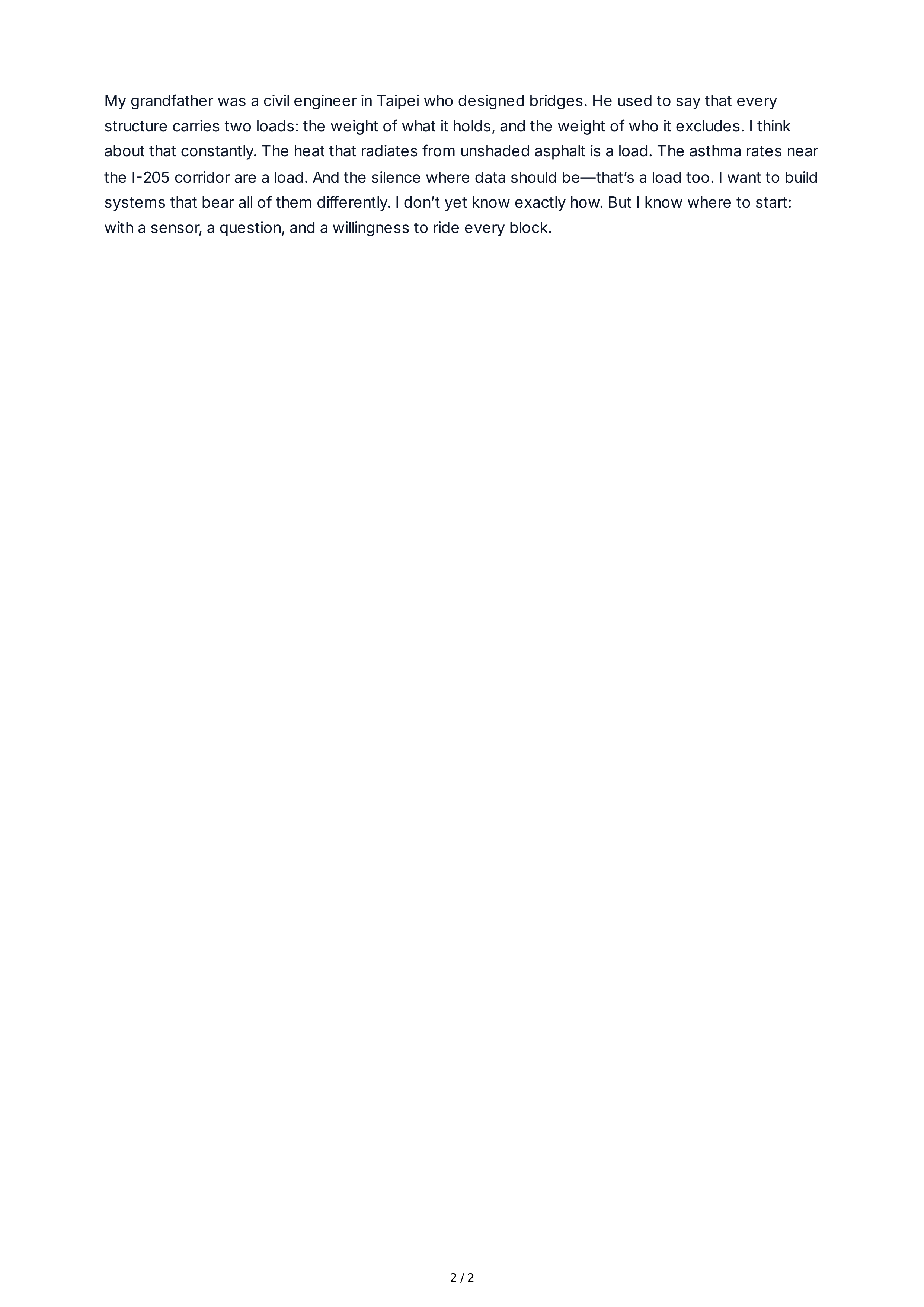 College Personal Statement — page 2