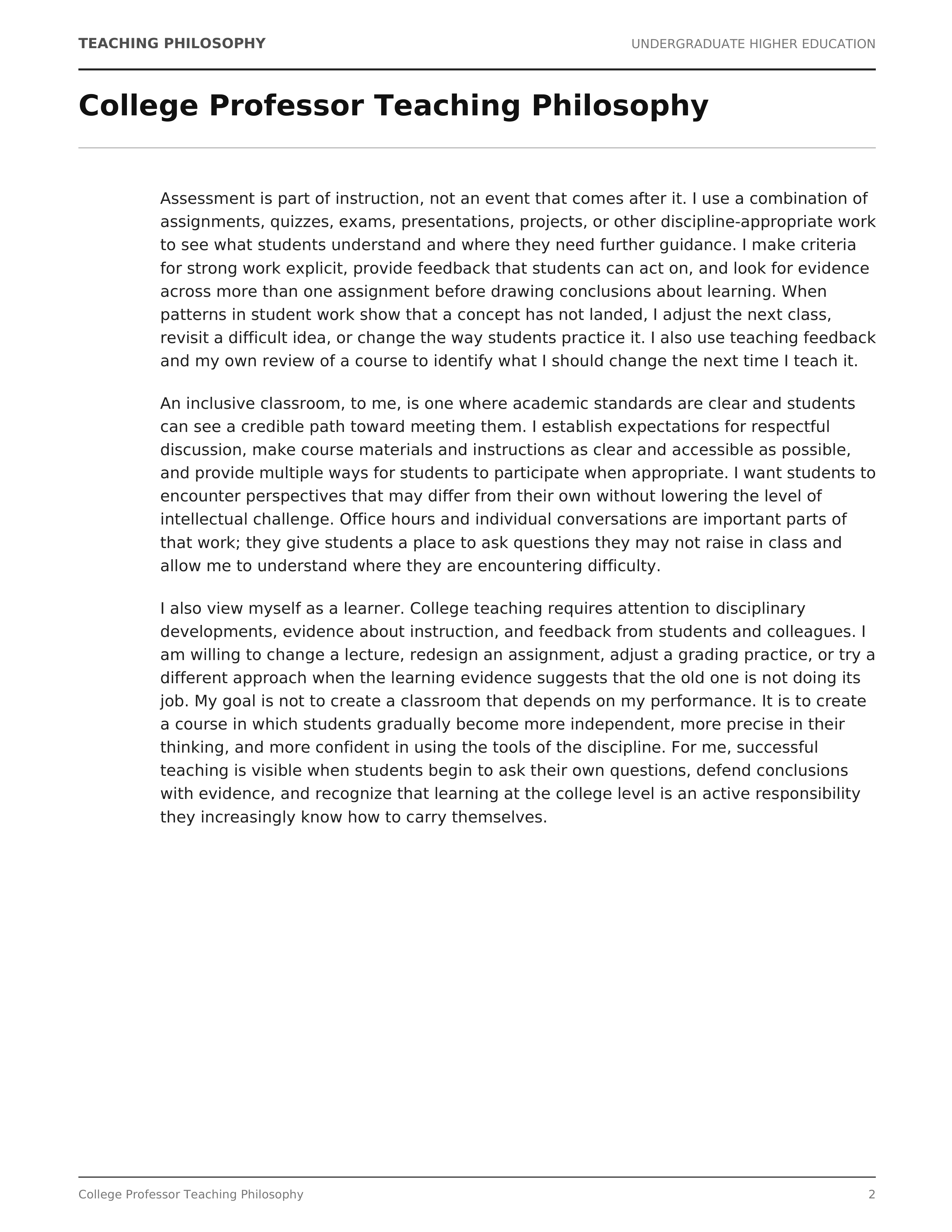 College Professor Teaching Philosophy — page 2