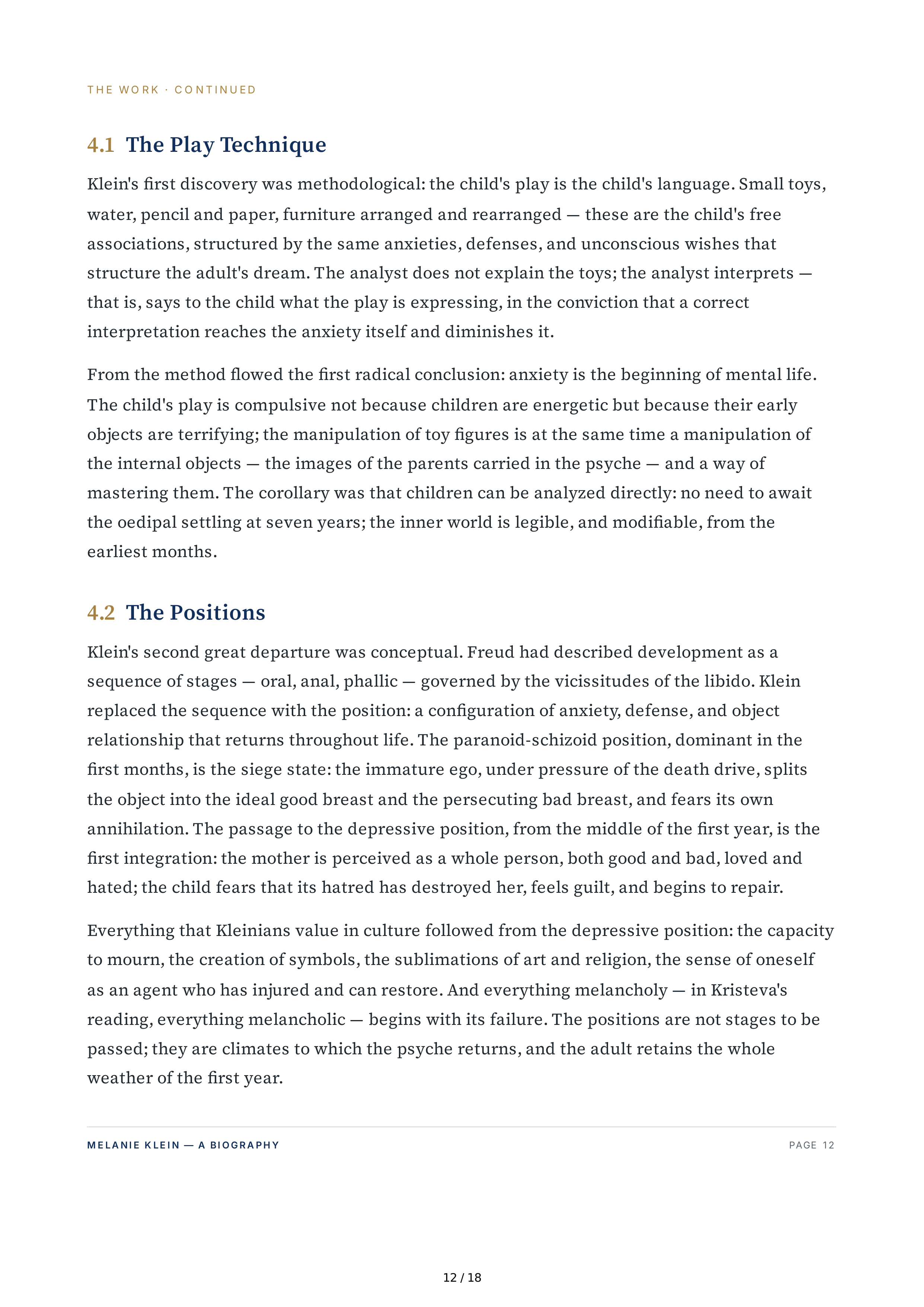 Columbia University Melanie Klein Biography by Julia Kristeva — page 12