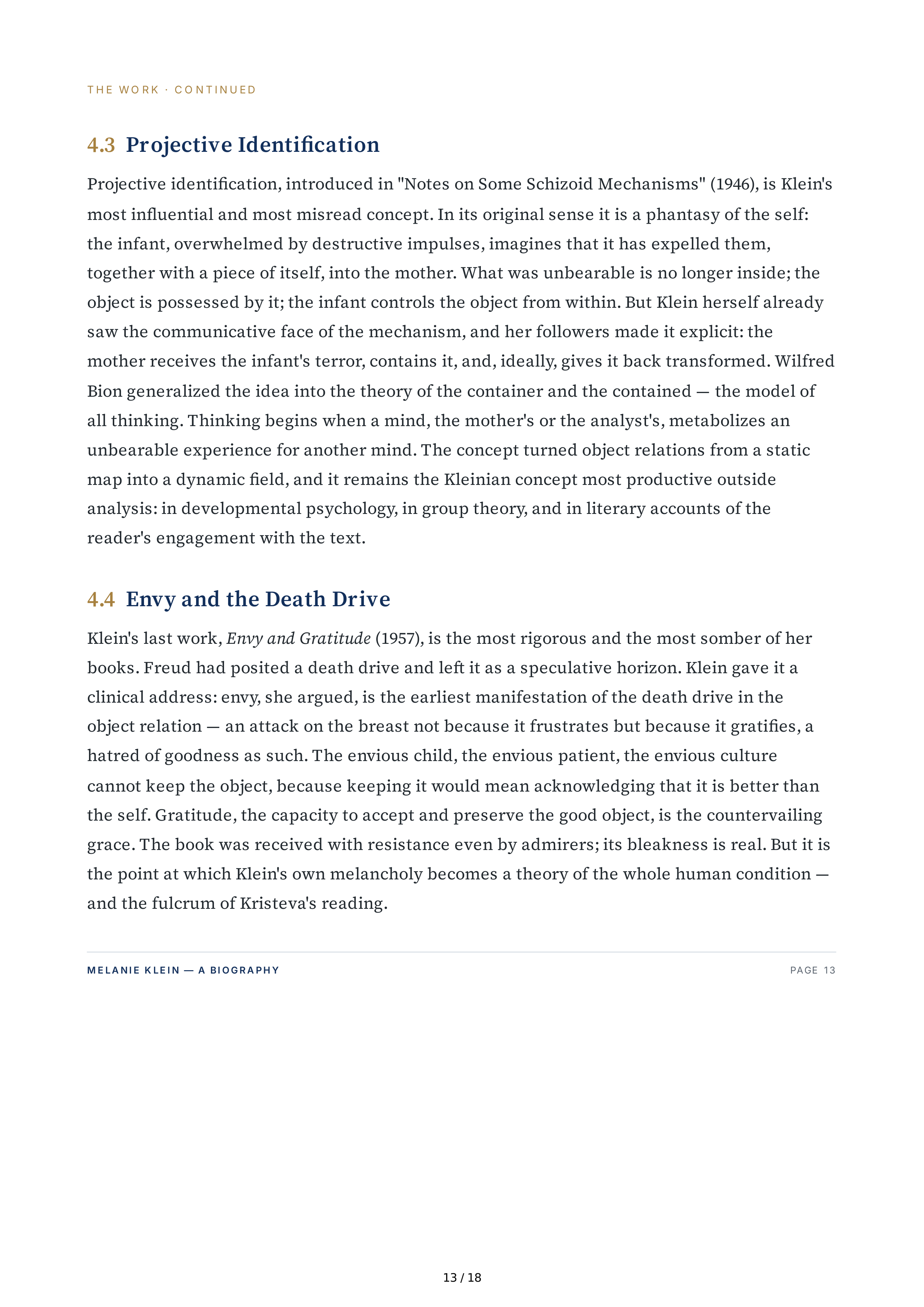 Columbia University Melanie Klein Biography by Julia Kristeva — page 13