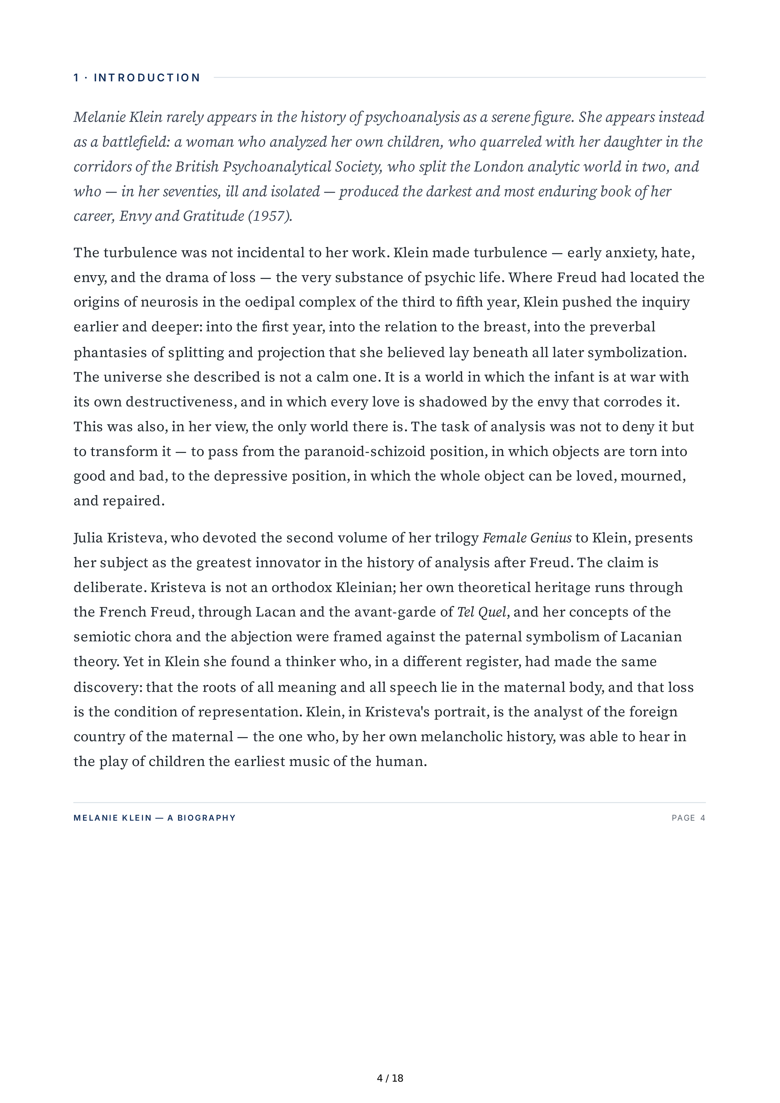 Columbia University Melanie Klein Biography by Julia Kristeva — page 4