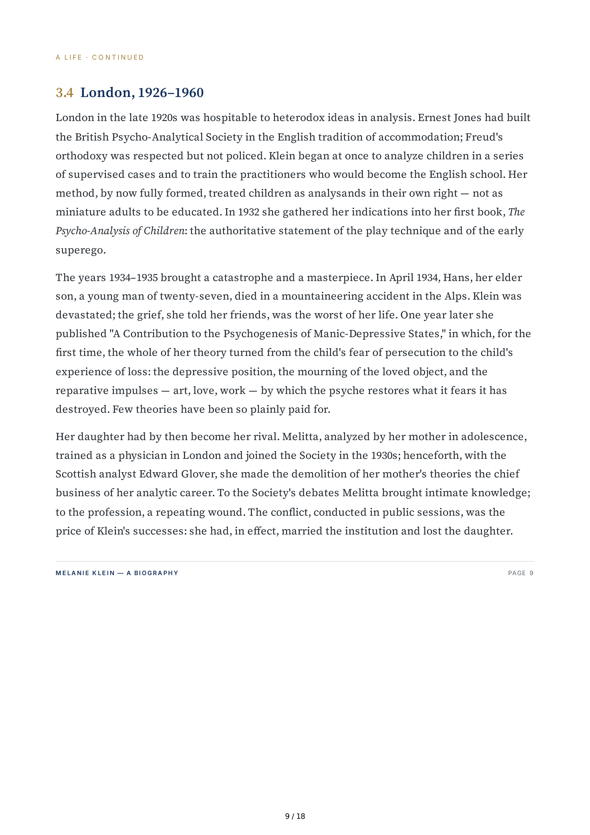 Columbia University Melanie Klein Biography by Julia Kristeva — page 9