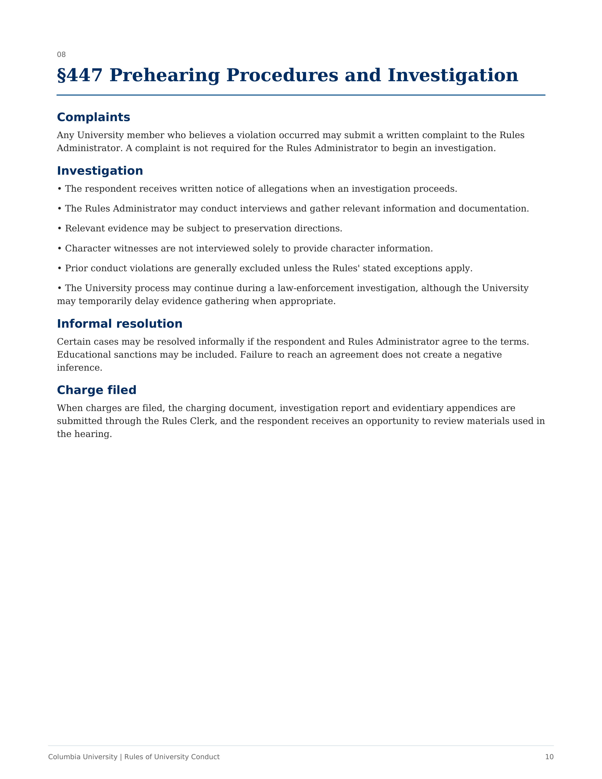 Columbia University Rules of University Conduct Handbook — page 10