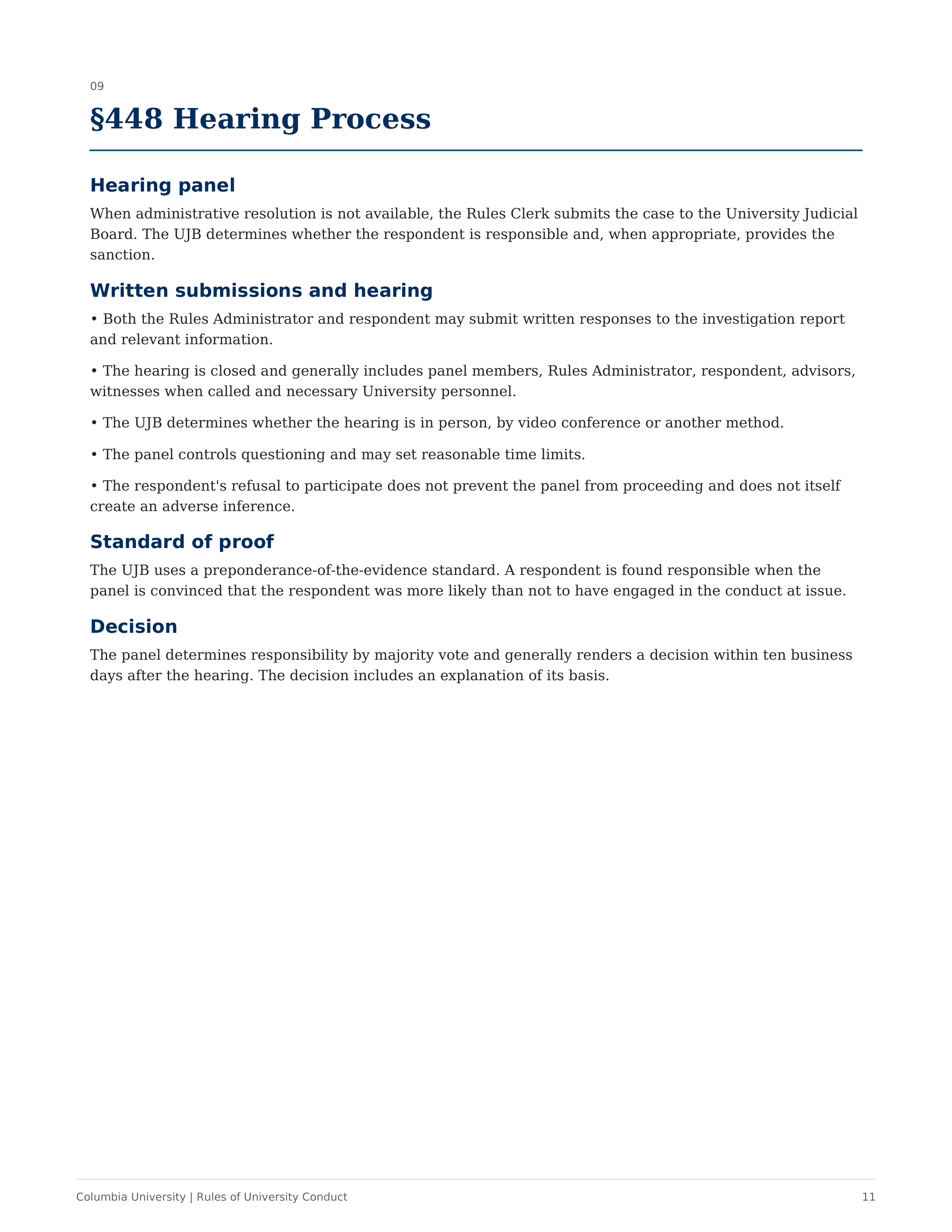 Columbia University Rules of University Conduct Handbook — page 11