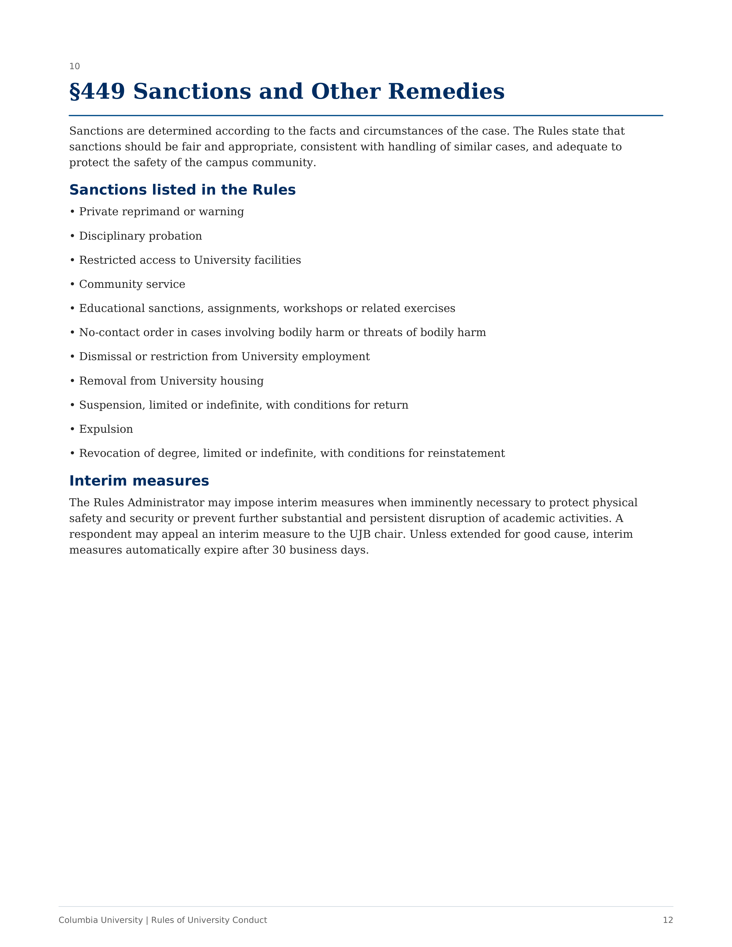 Columbia University Rules of University Conduct Handbook — page 12