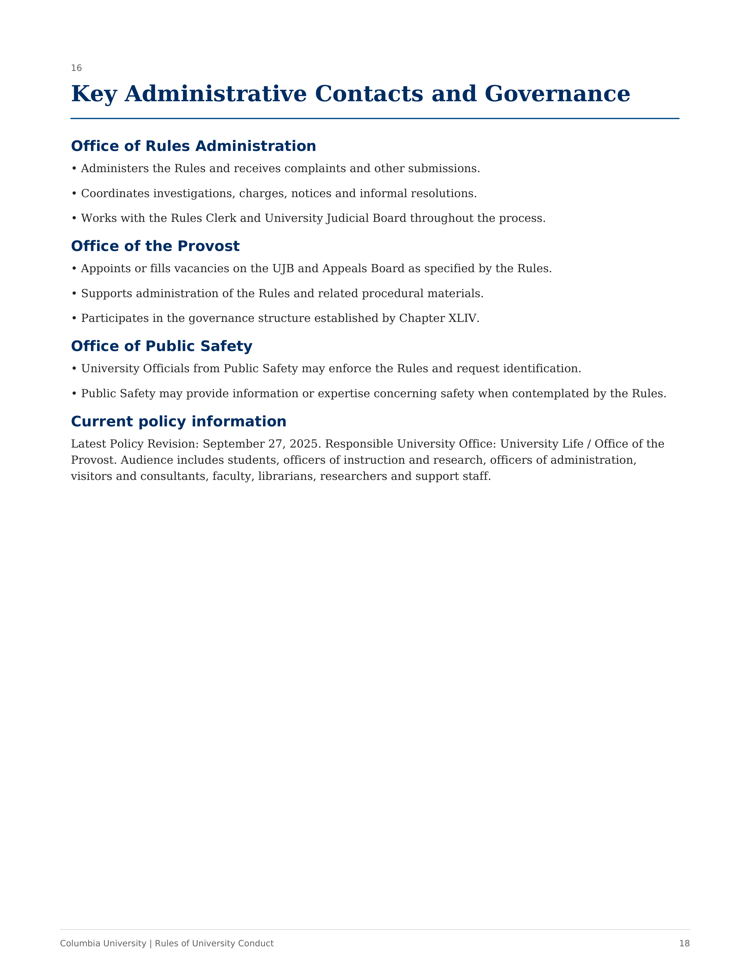Columbia University Rules of University Conduct Handbook — page 18