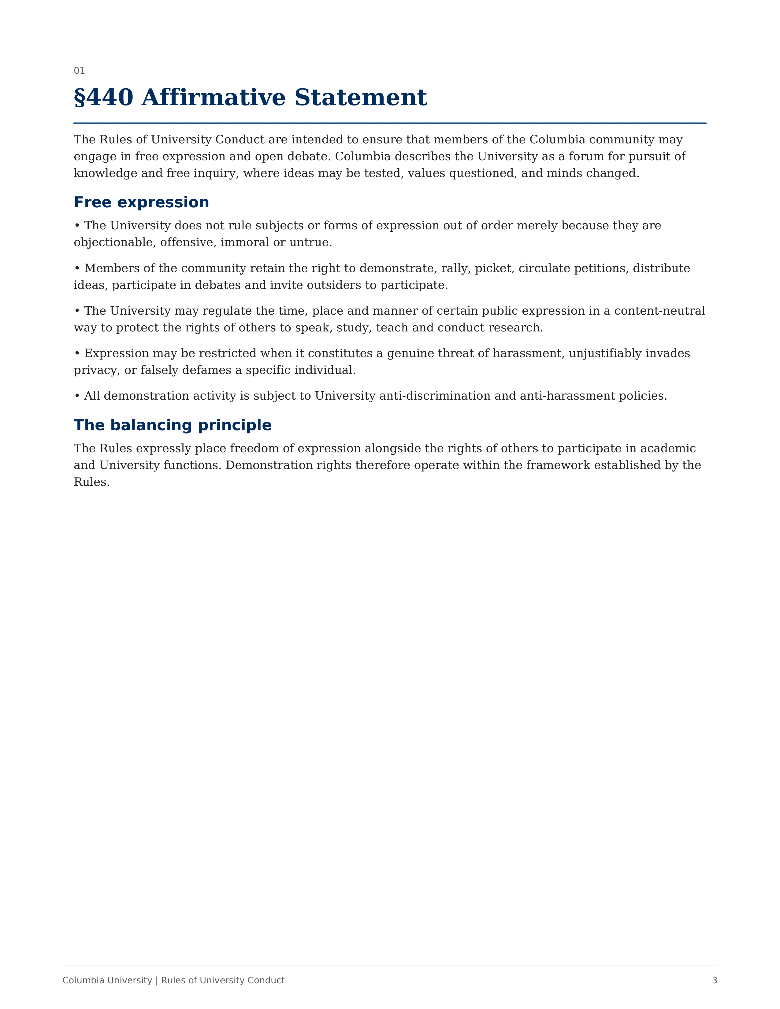 Columbia University Rules of University Conduct Handbook — page 3