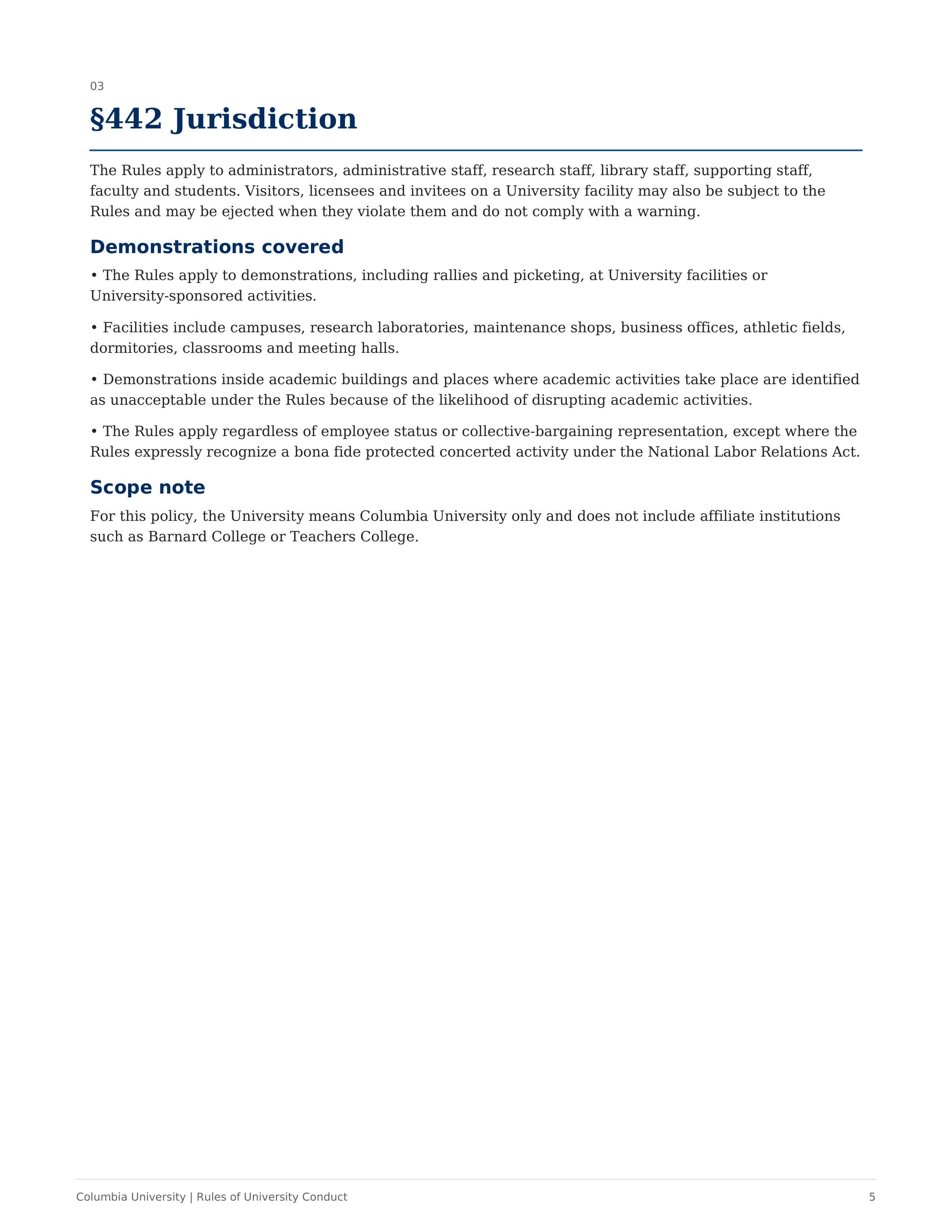 Columbia University Rules of University Conduct Handbook — page 5