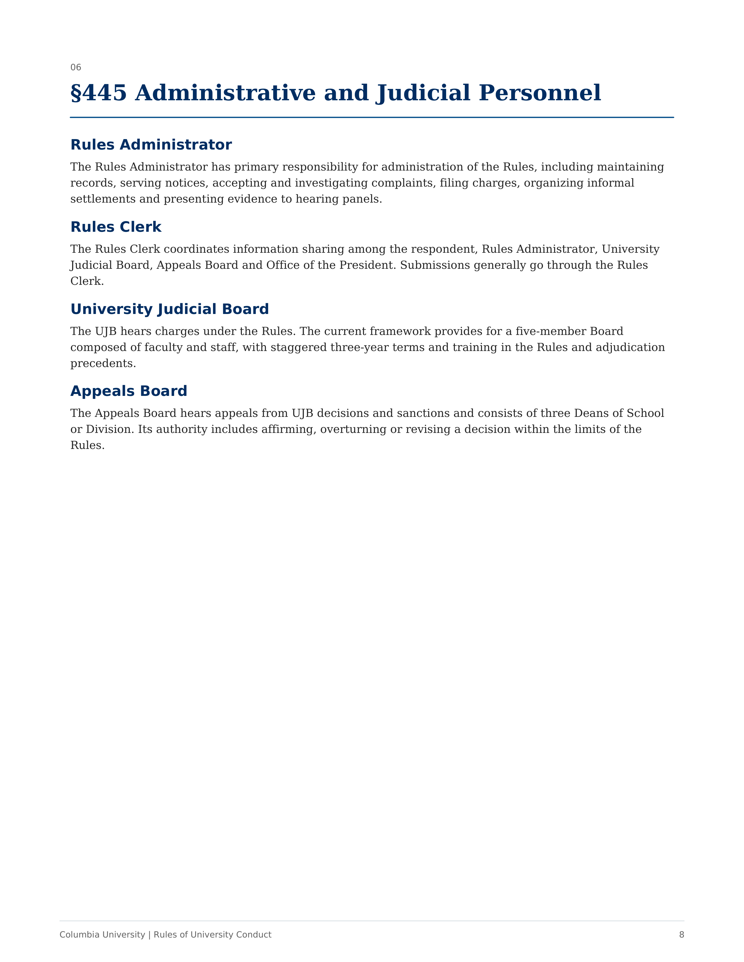 Columbia University Rules of University Conduct Handbook — page 8