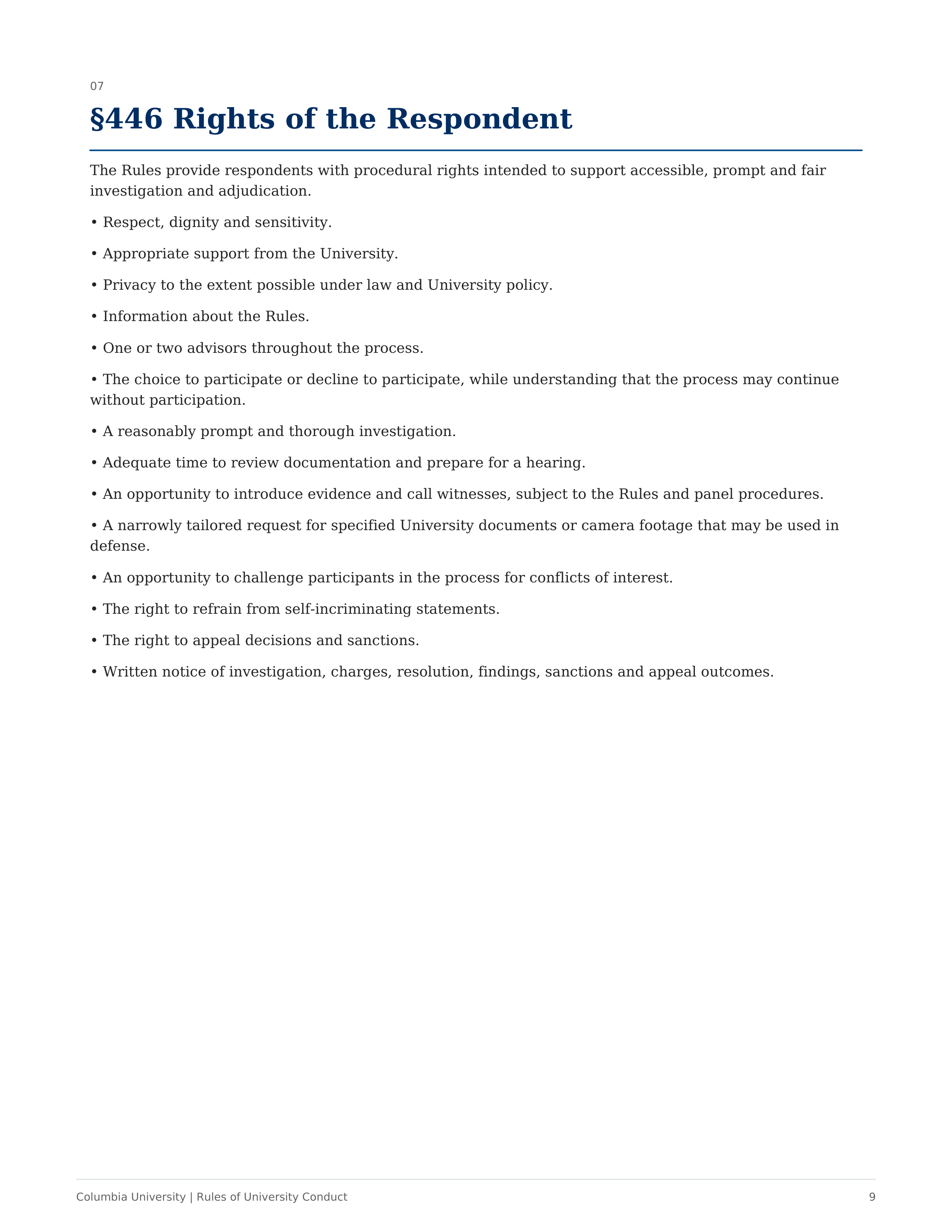 Columbia University Rules of University Conduct Handbook — page 9