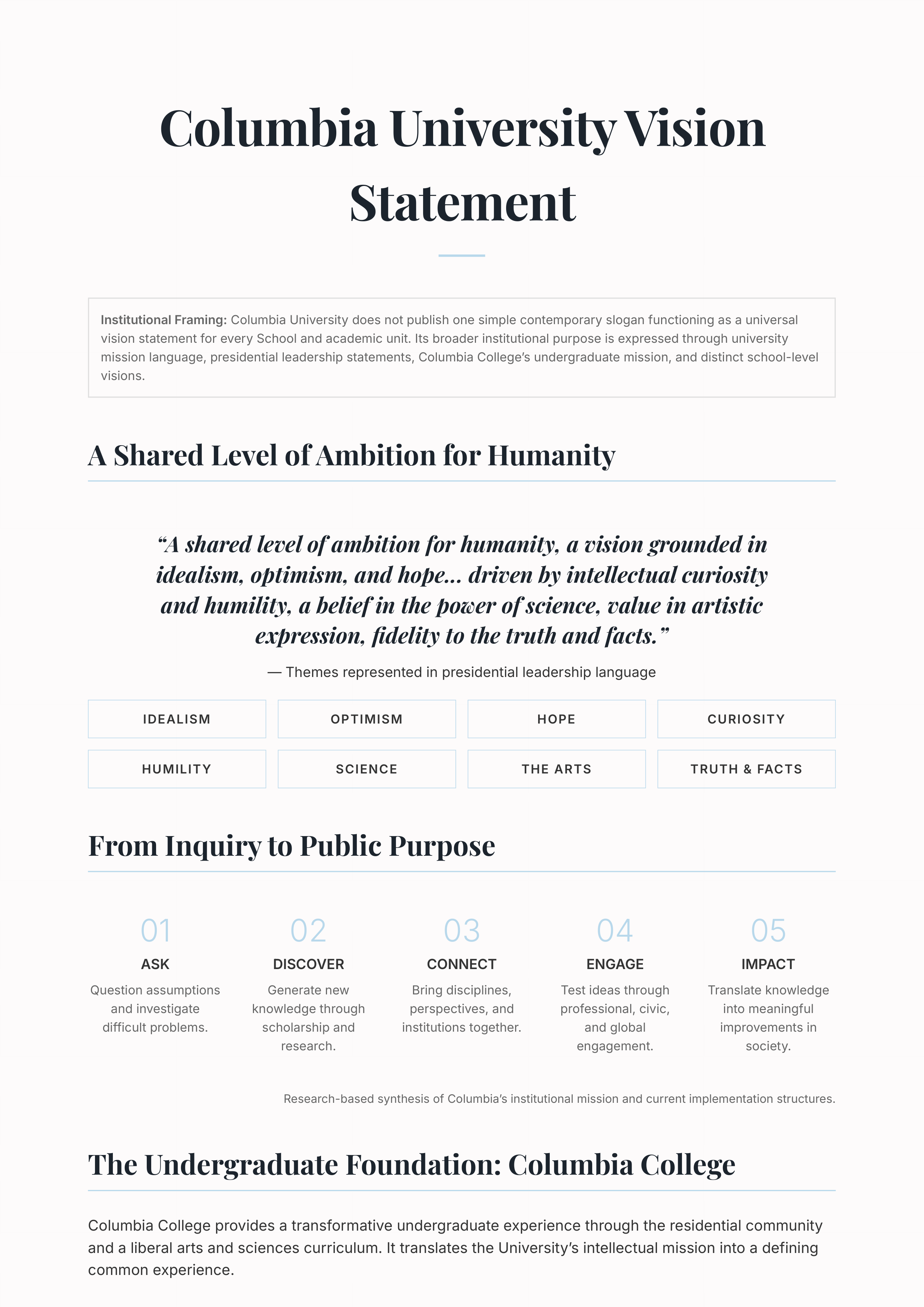 Columbia University Vision Statement — page 1