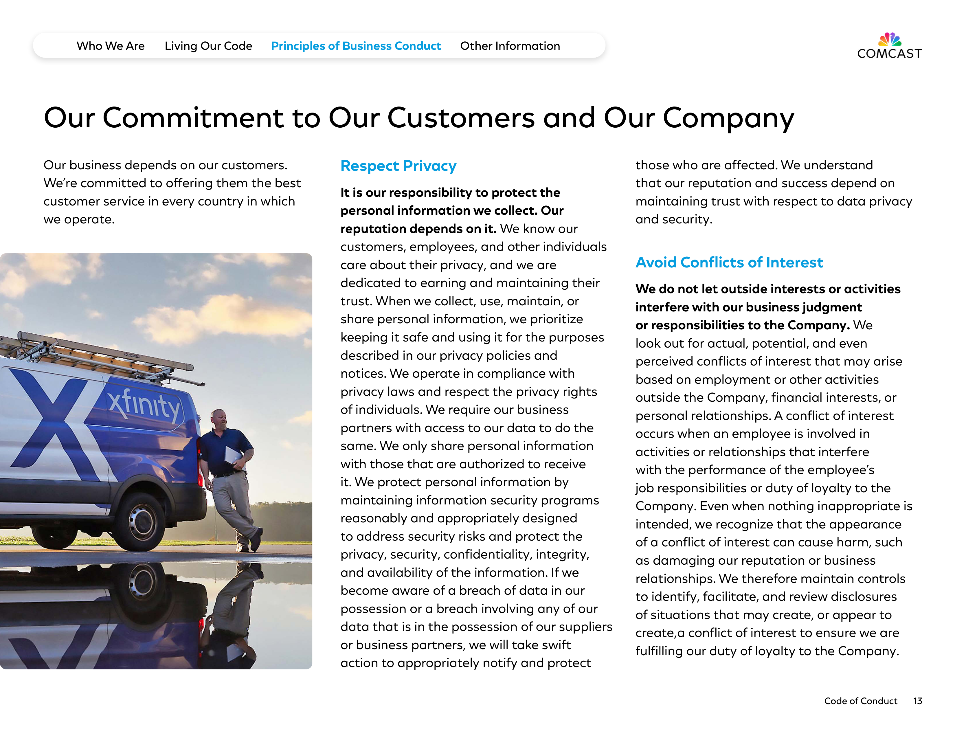 Comcast Corporation Code of Conduct Handbook — page 13