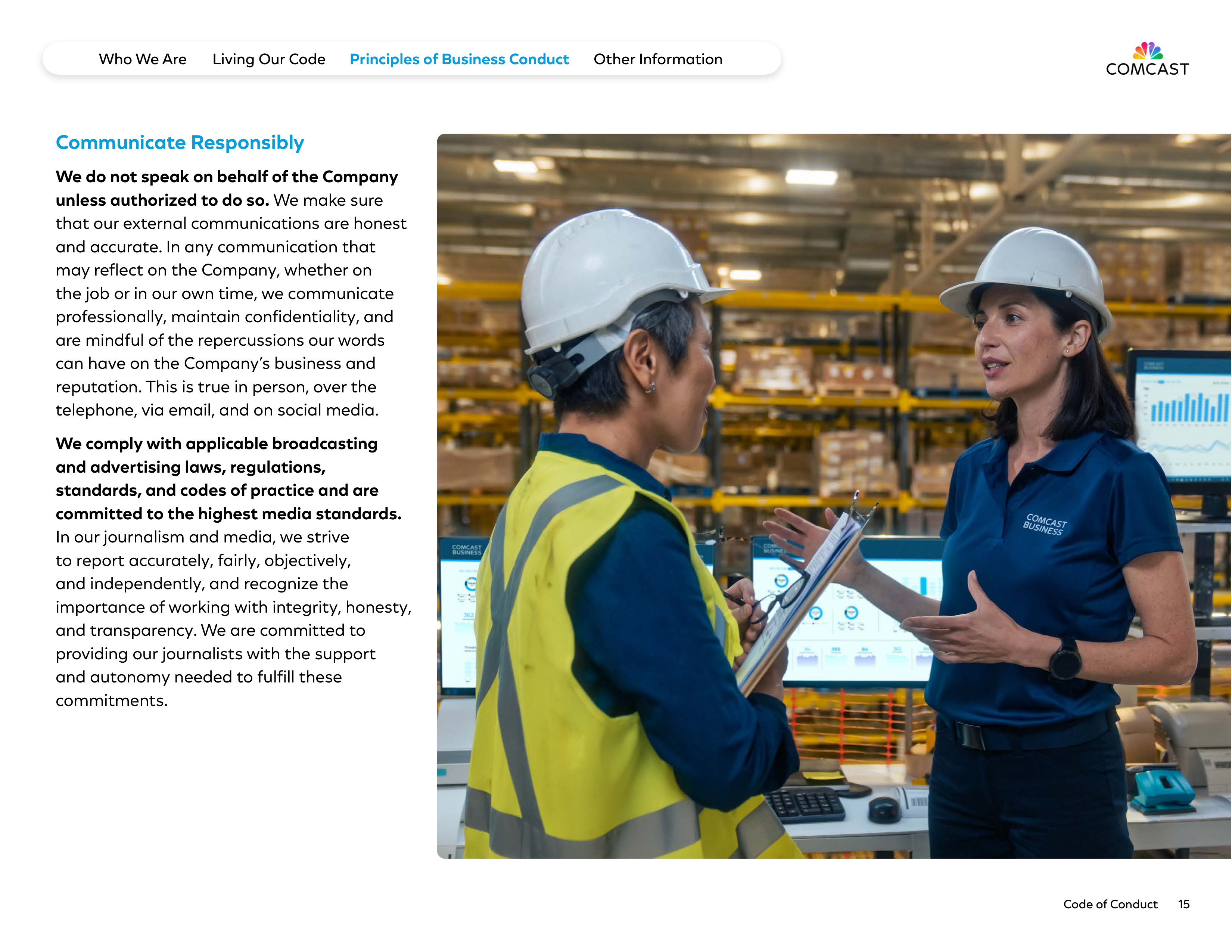 Comcast Corporation Code of Conduct Handbook — page 15