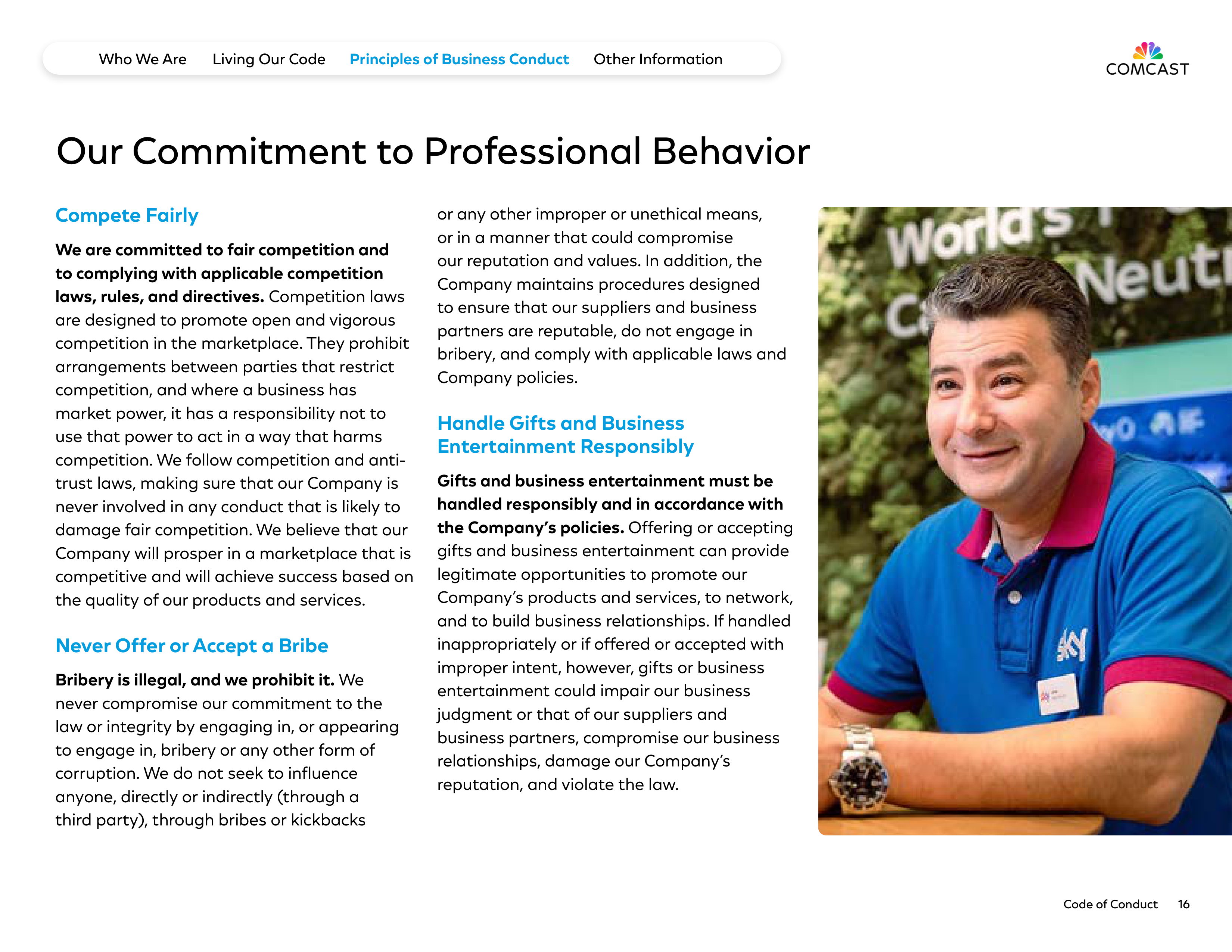 Comcast Corporation Code of Conduct Handbook — page 16