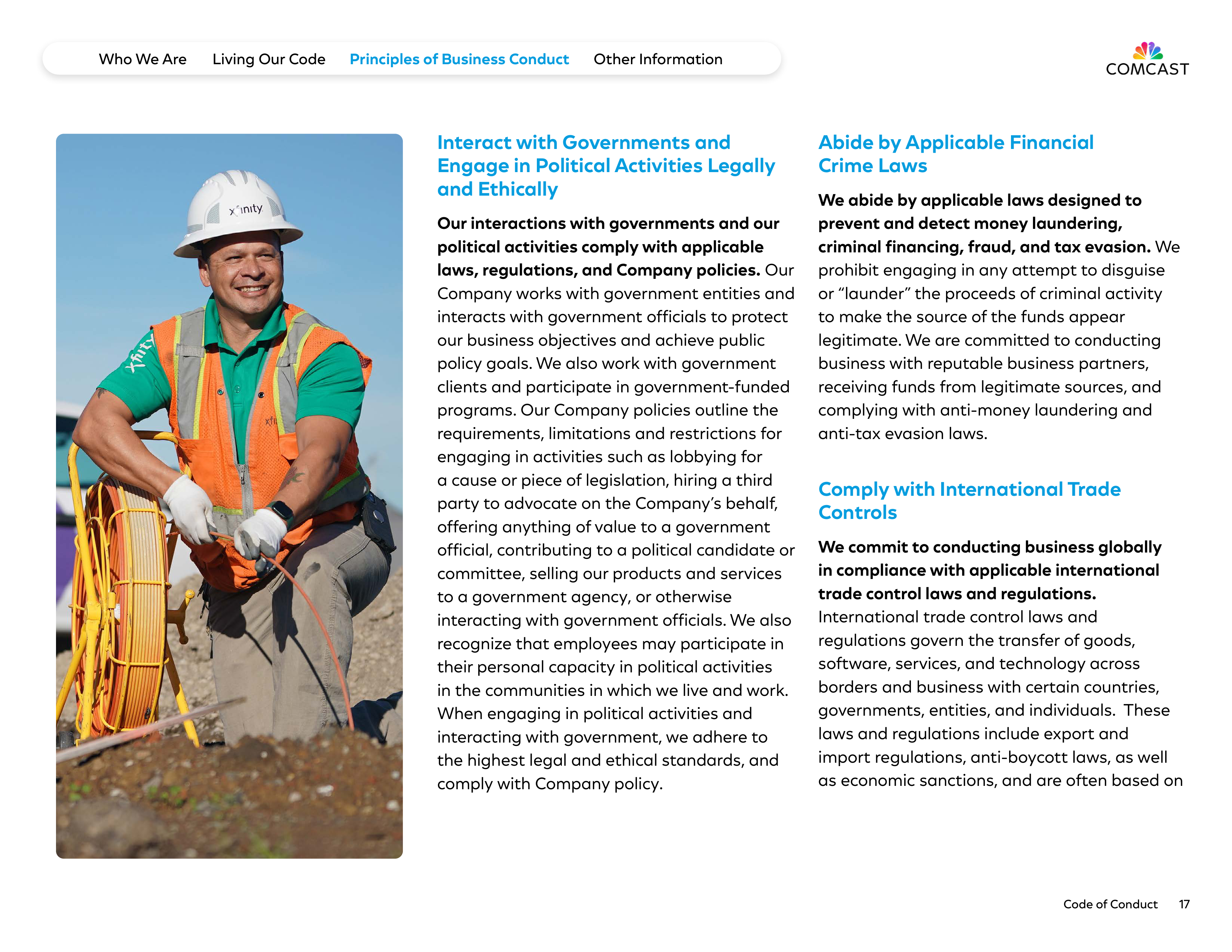 Comcast Corporation Code of Conduct Handbook — page 17