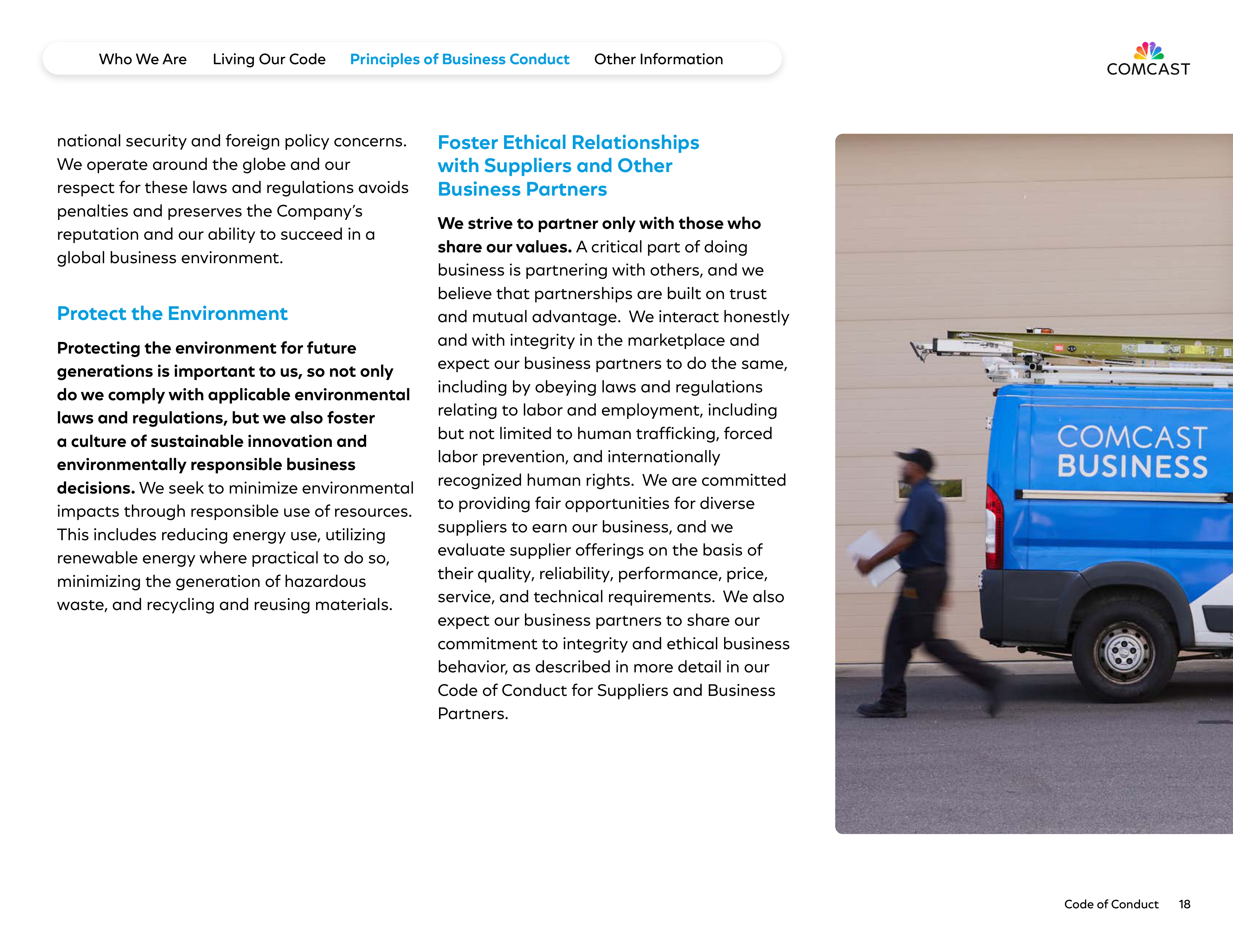 Comcast Corporation Code of Conduct Handbook — page 18