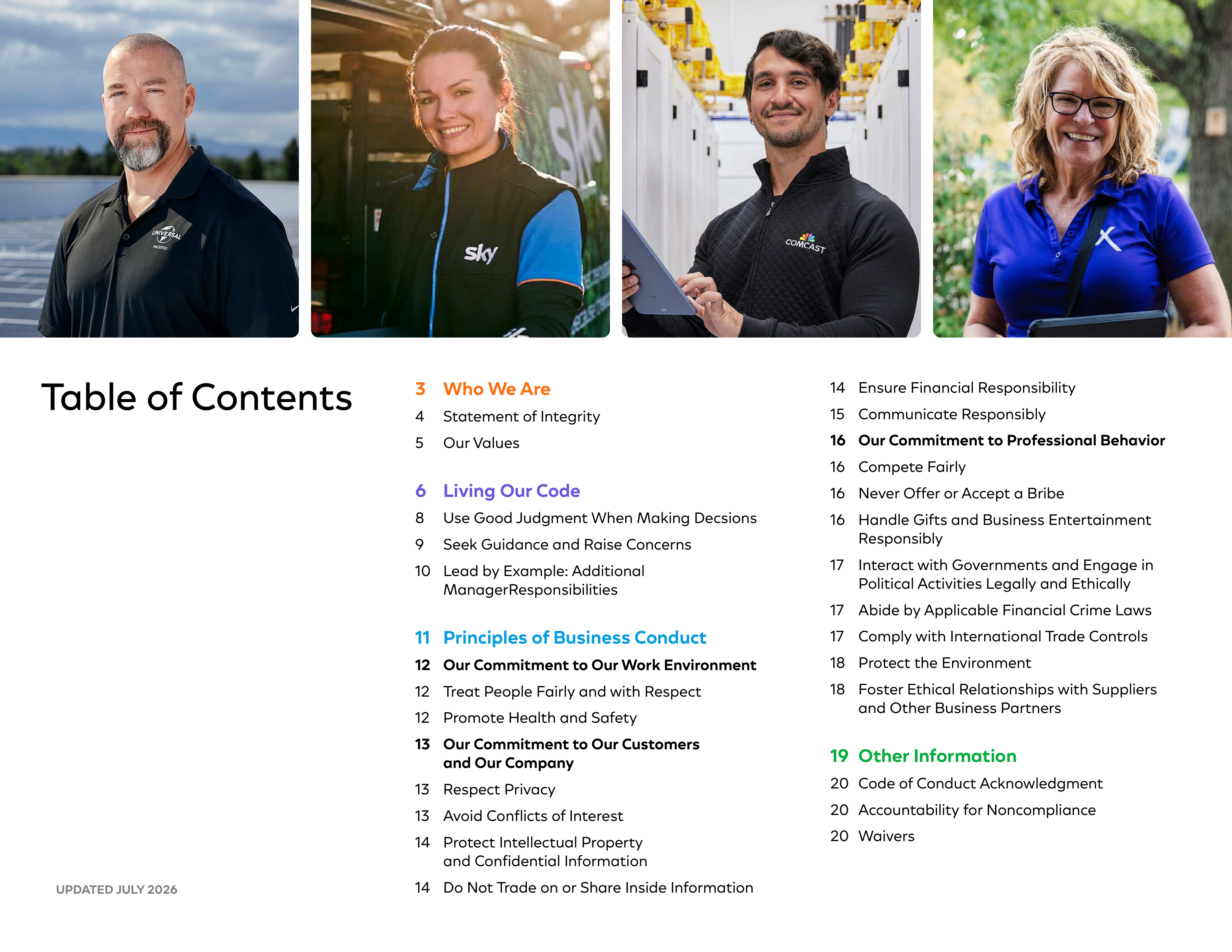 Comcast Corporation Code of Conduct Handbook — page 2