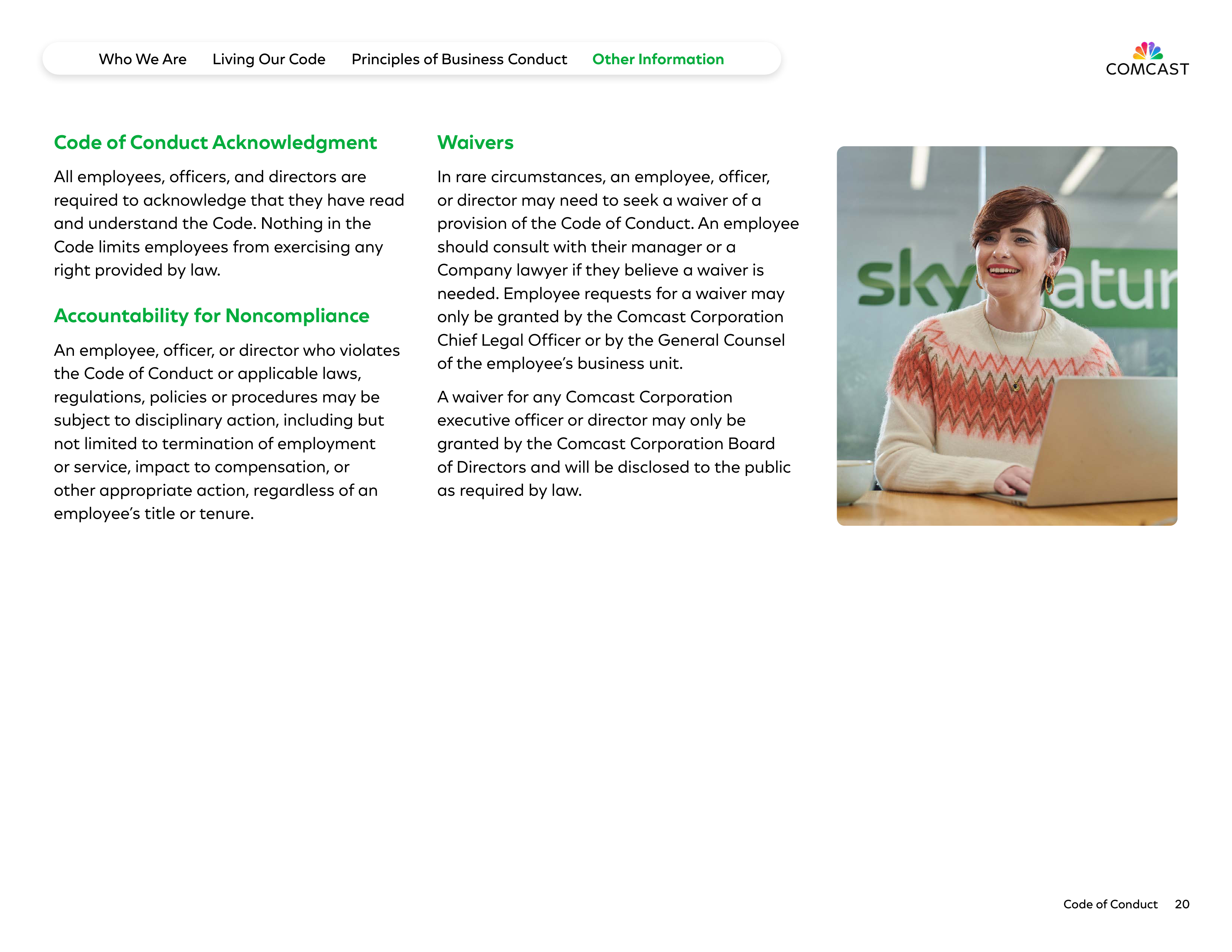 Comcast Corporation Code of Conduct Handbook — page 20