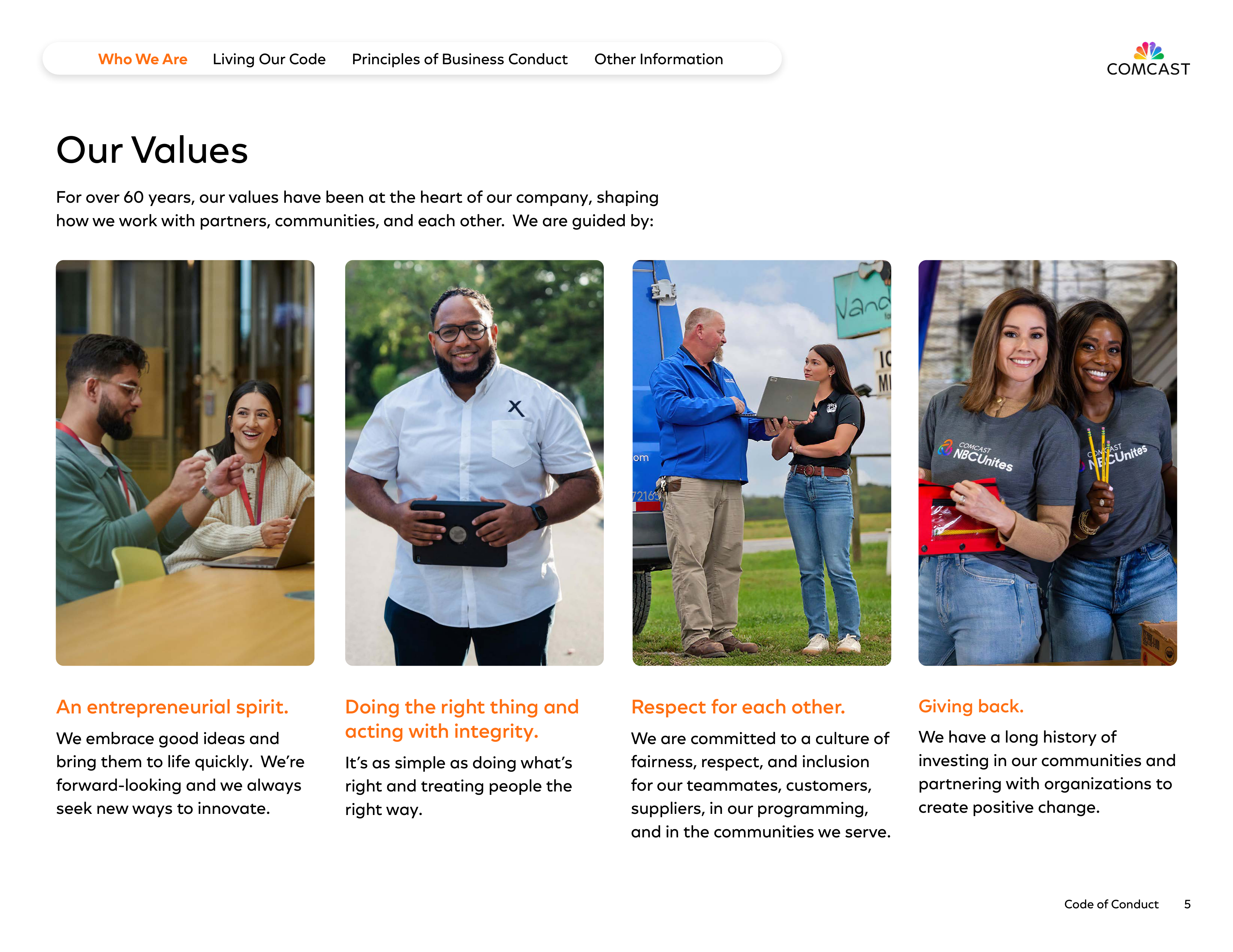 Comcast Corporation Code of Conduct Handbook — page 5