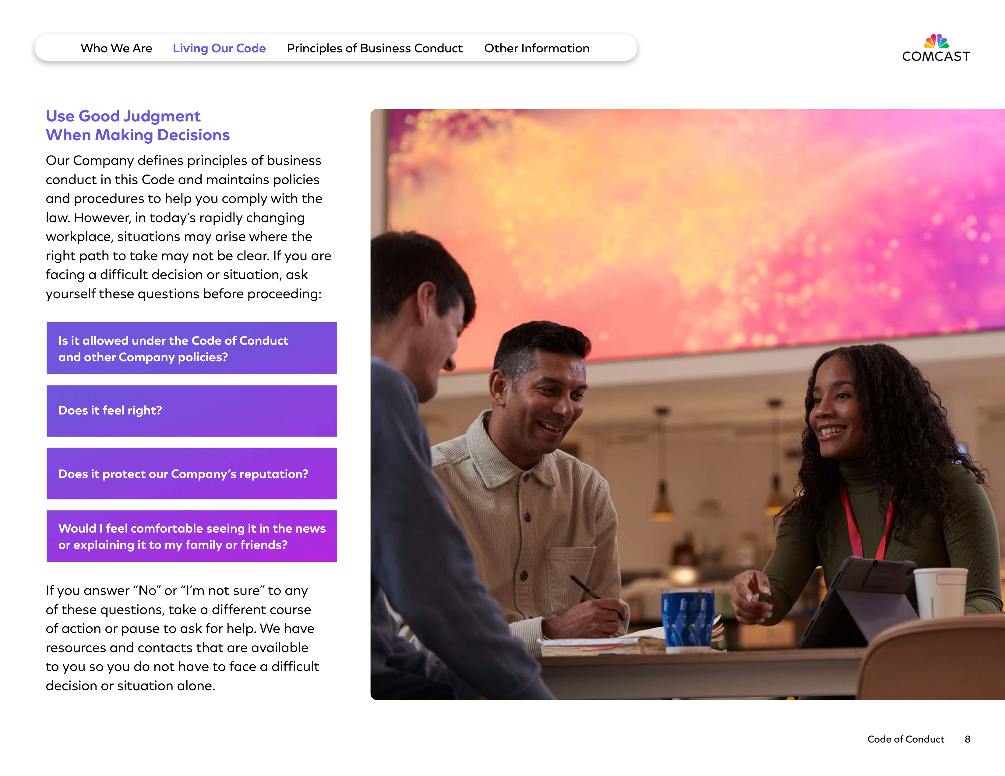 Comcast Corporation Code of Conduct Handbook — page 8