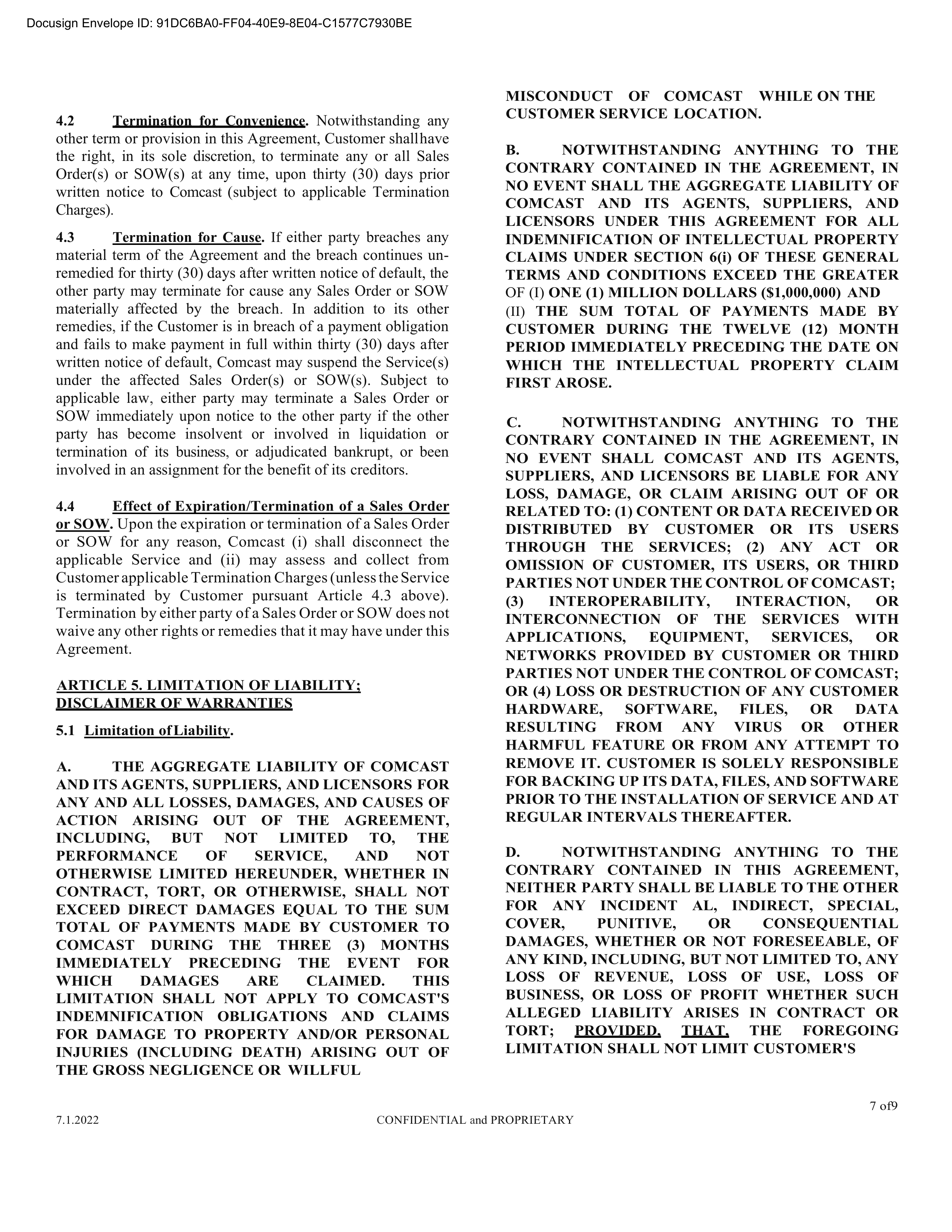 Comcast Enterprise Services Master Services Agreement — page 13