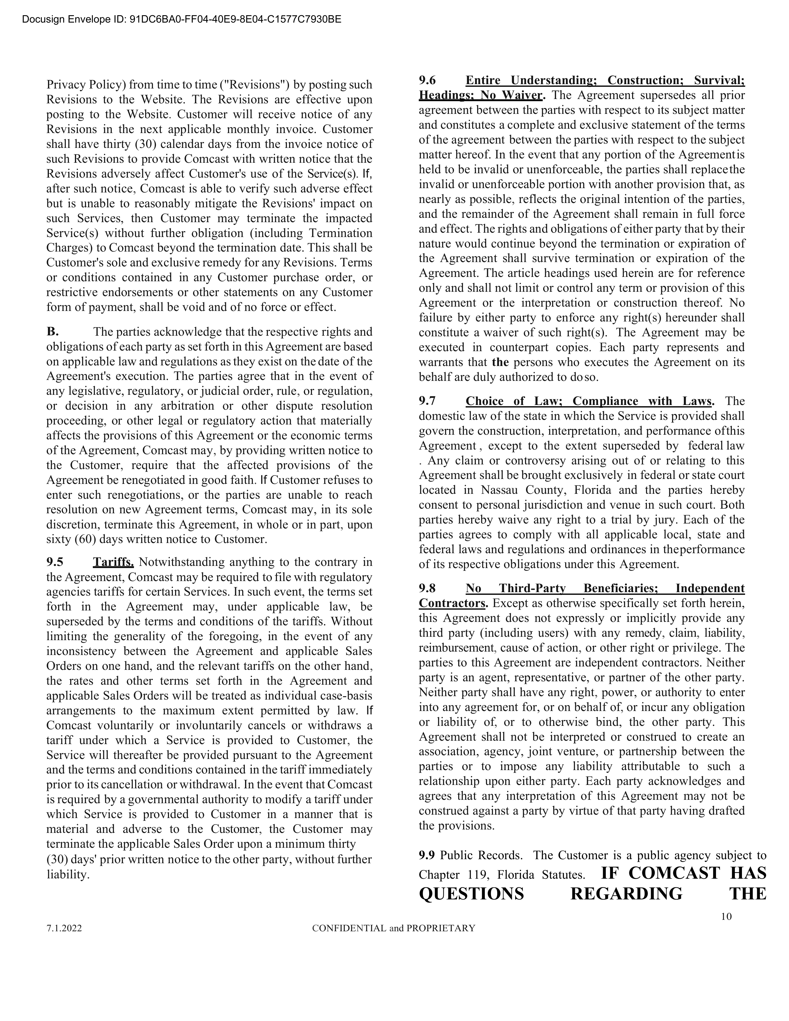 Comcast Enterprise Services Master Services Agreement — page 16