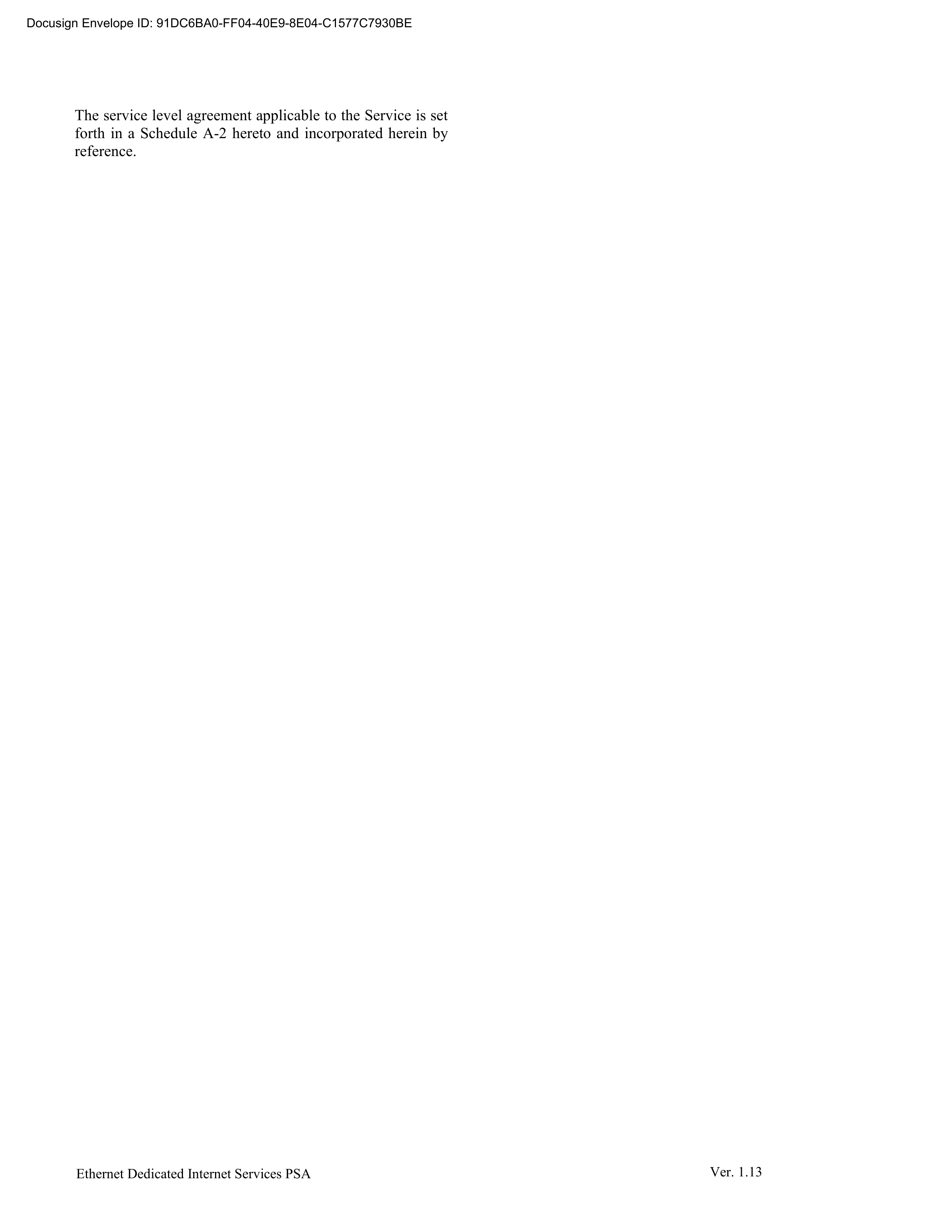 Comcast Enterprise Services Master Services Agreement — page 20