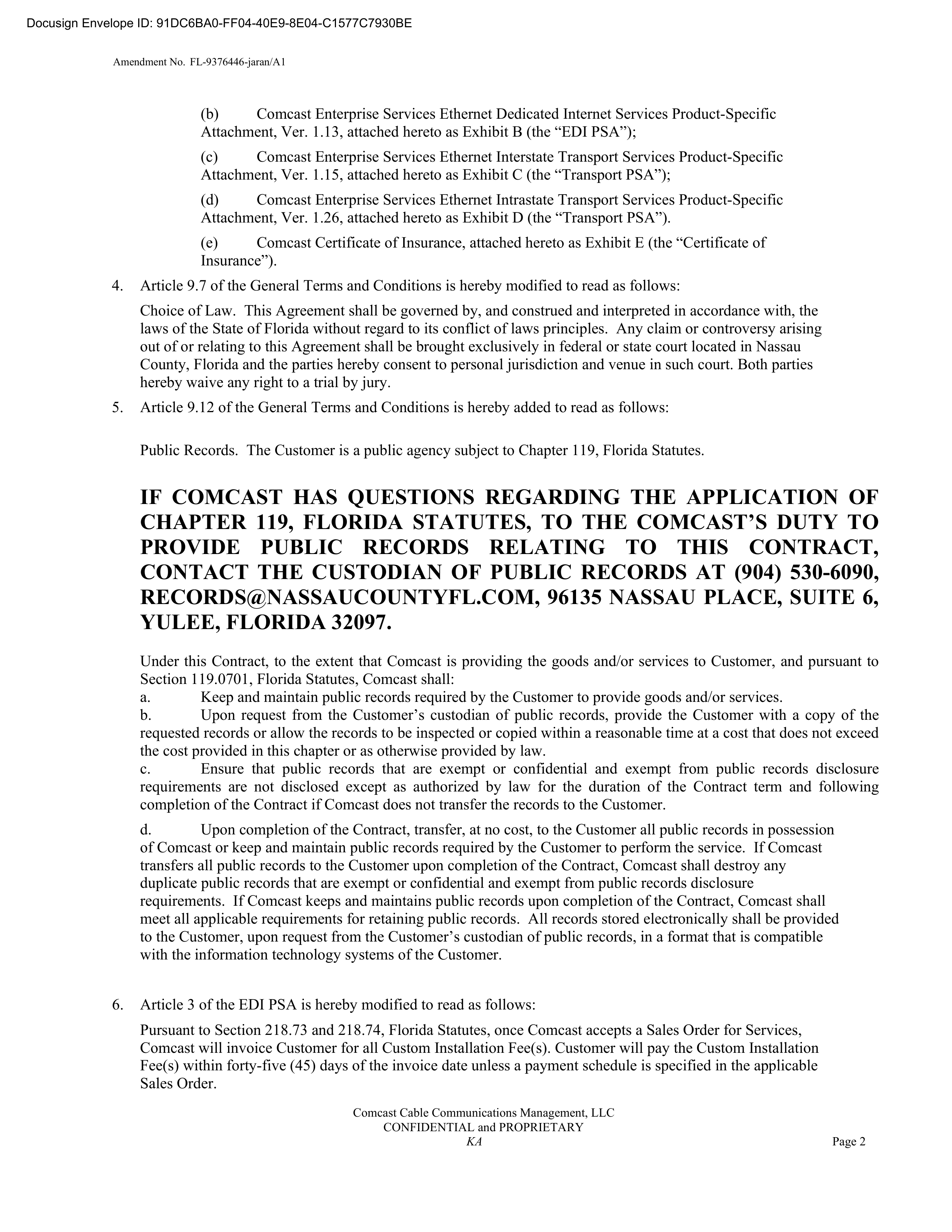 Comcast Enterprise Services Master Services Agreement — page 3