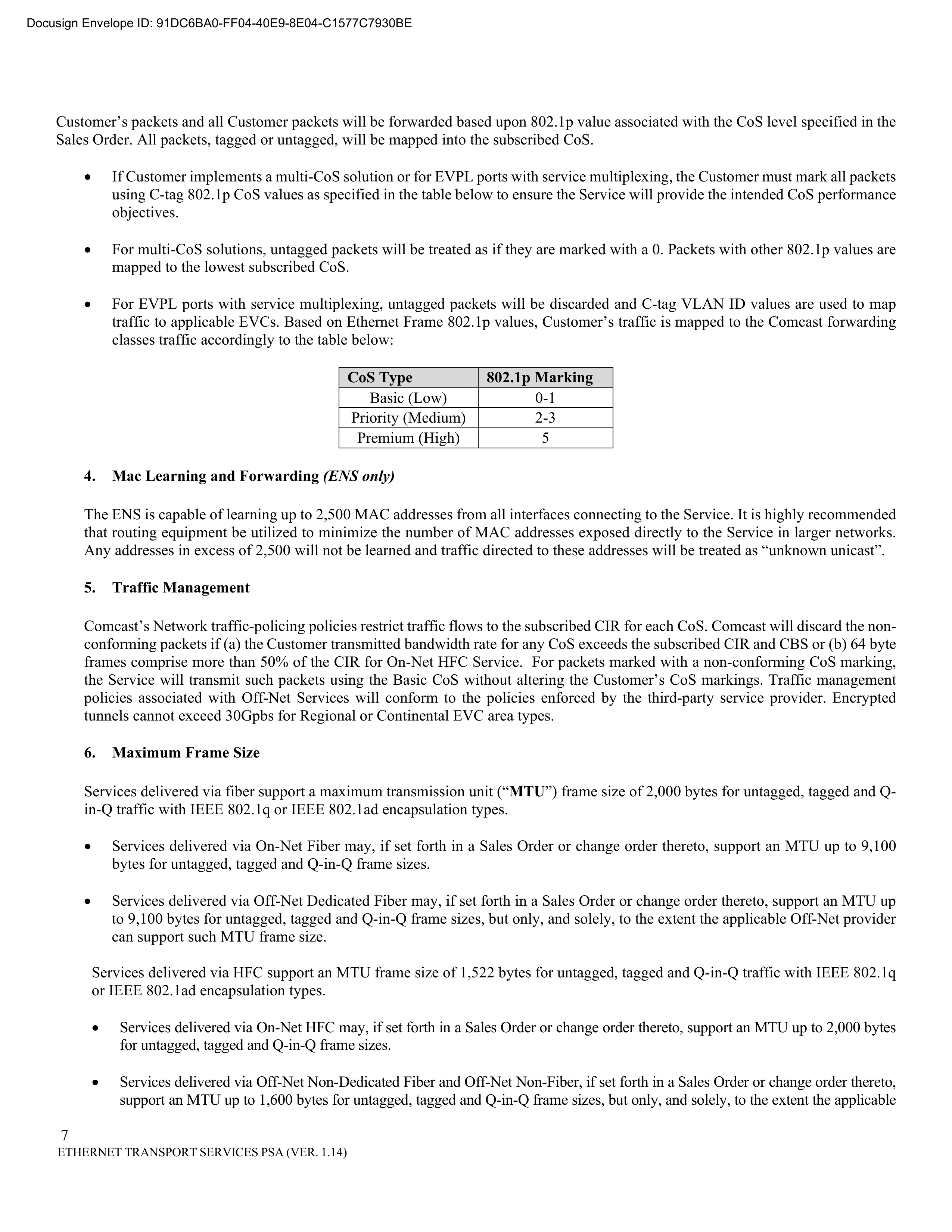 Comcast Enterprise Services Master Services Agreement — page 32