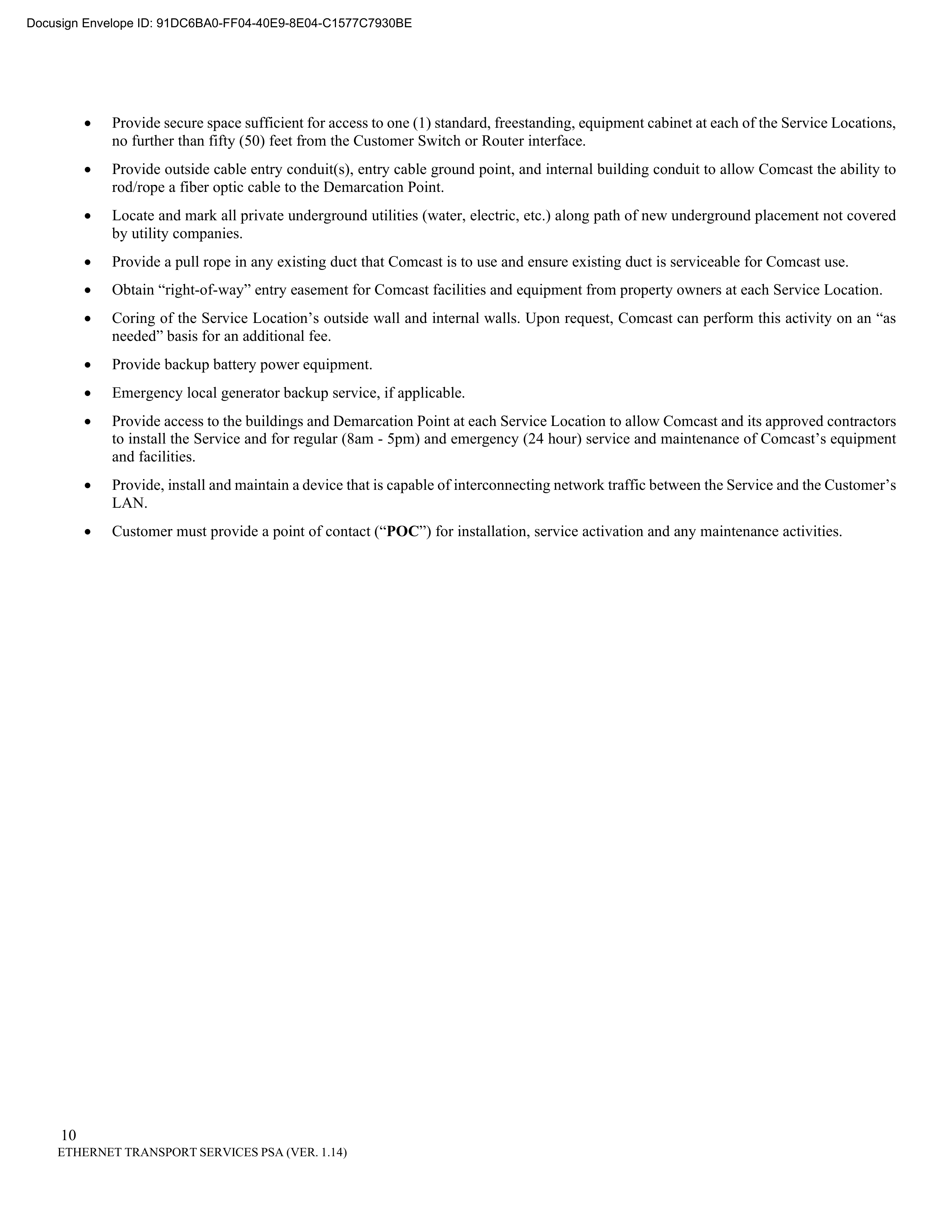 Comcast Enterprise Services Master Services Agreement — page 35