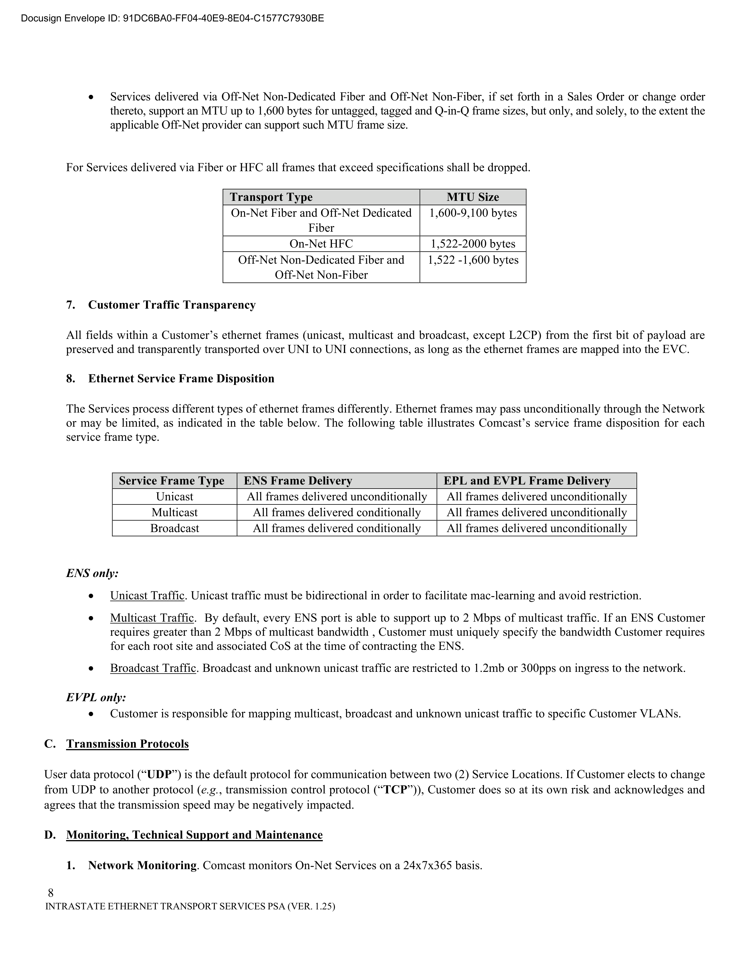 Comcast Enterprise Services Master Services Agreement — page 49