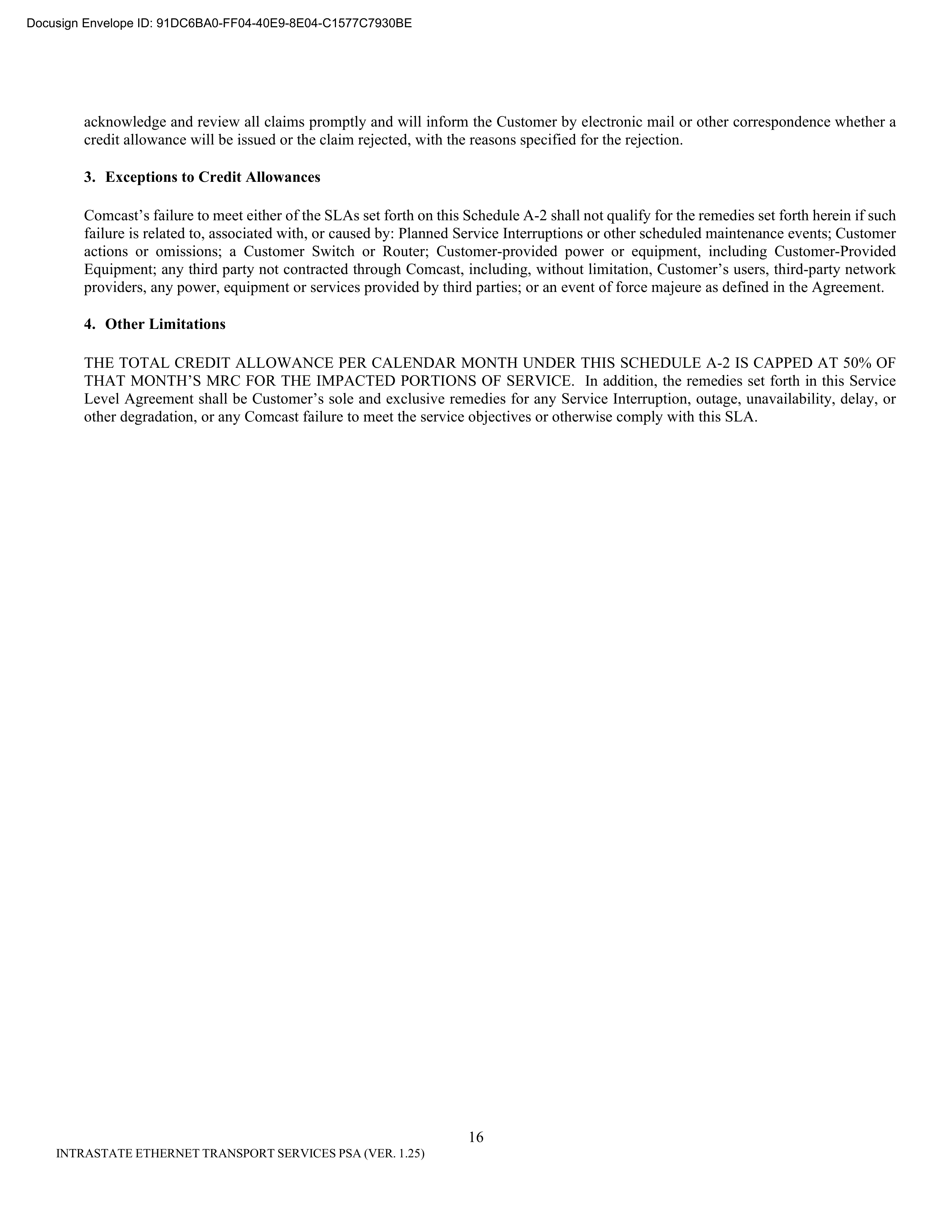 Comcast Enterprise Services Master Services Agreement — page 57