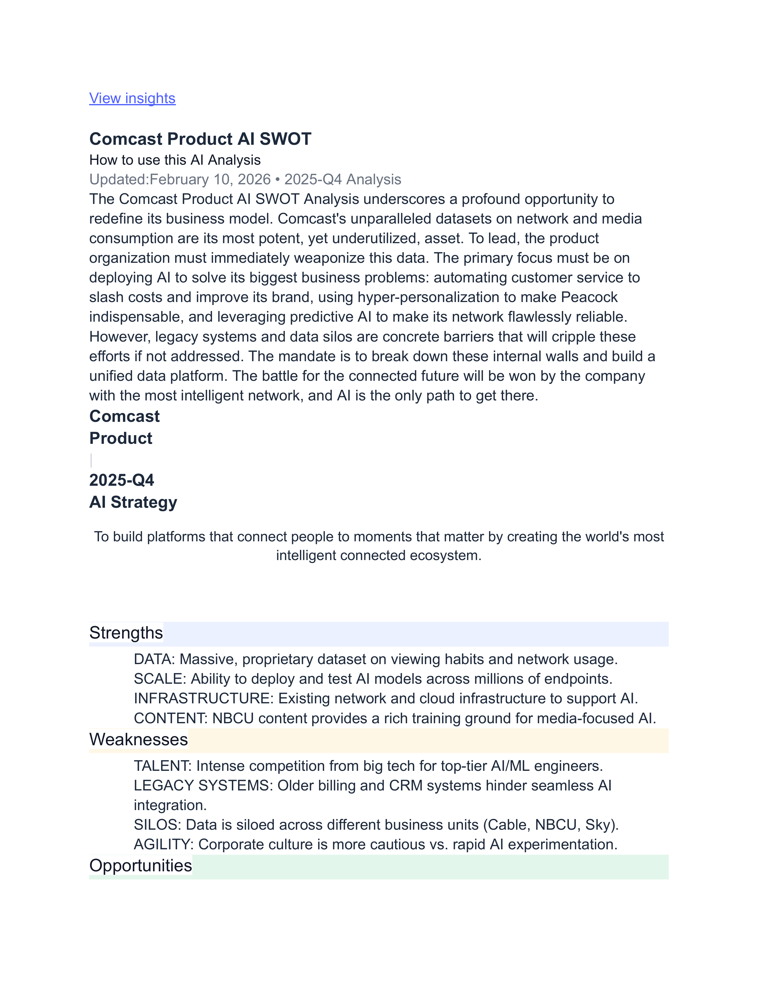 Comcast Swot Analysis  — page 7