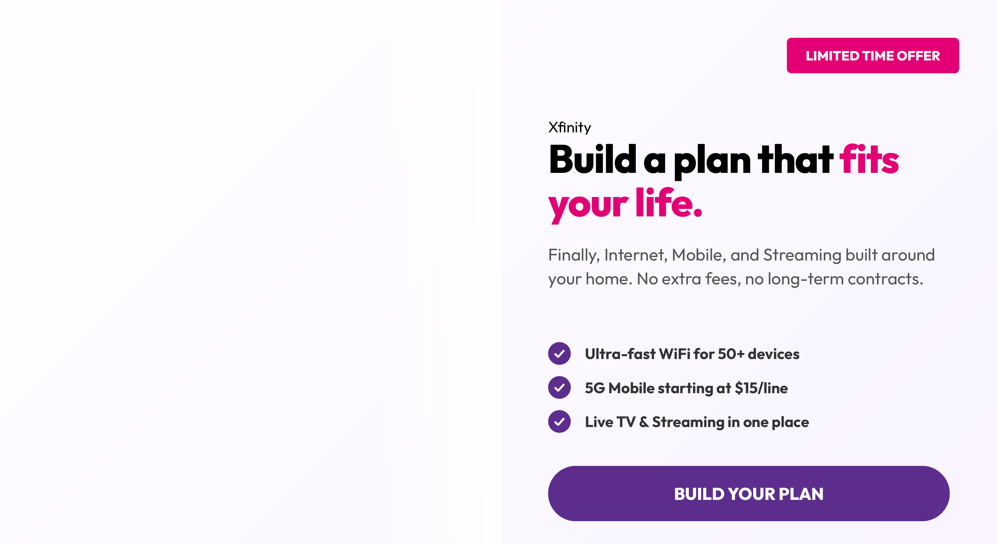Comcast's Xfinity Build Your Own Plan Neighborhood Conquest Postcard — page 1