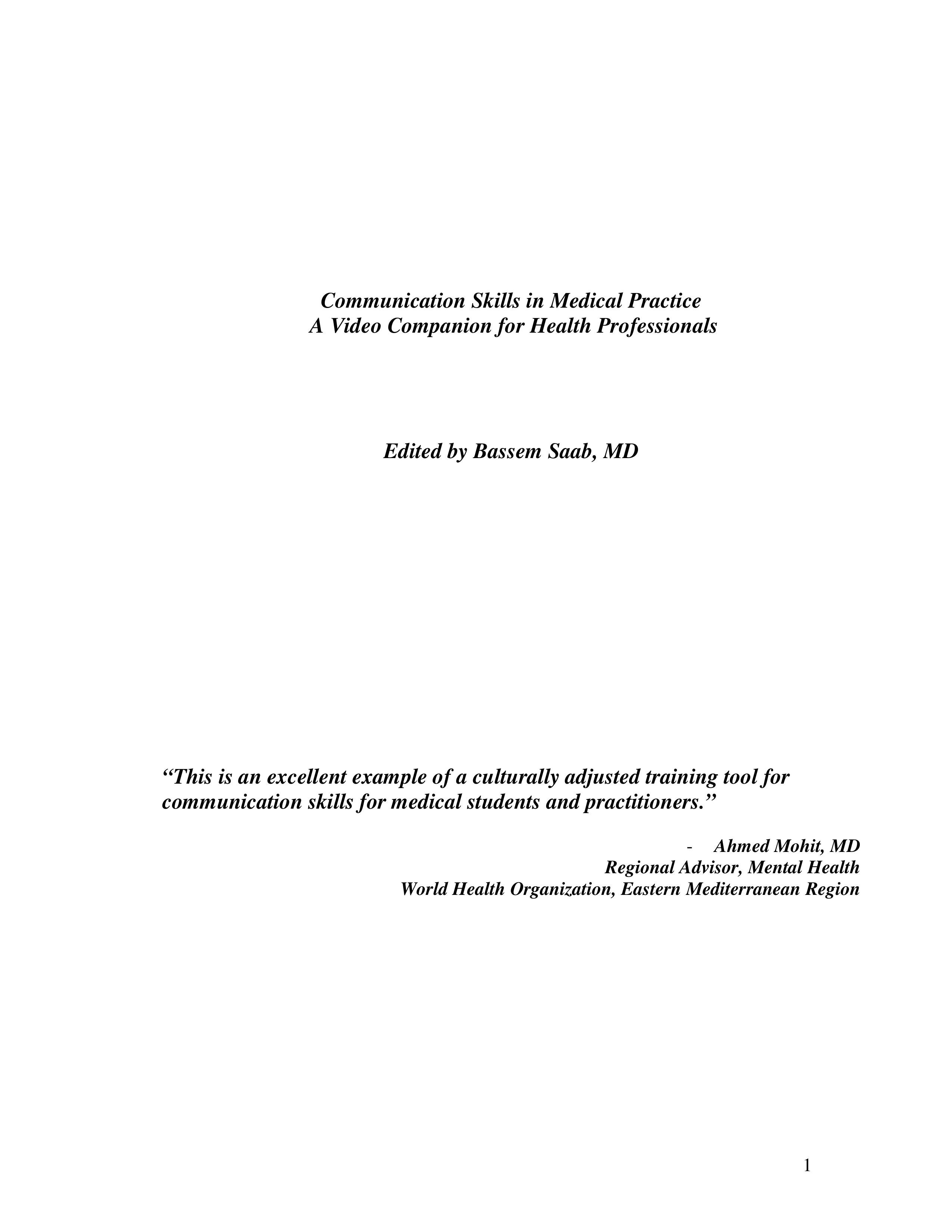 Communication Skills for Medical Practice — page 1