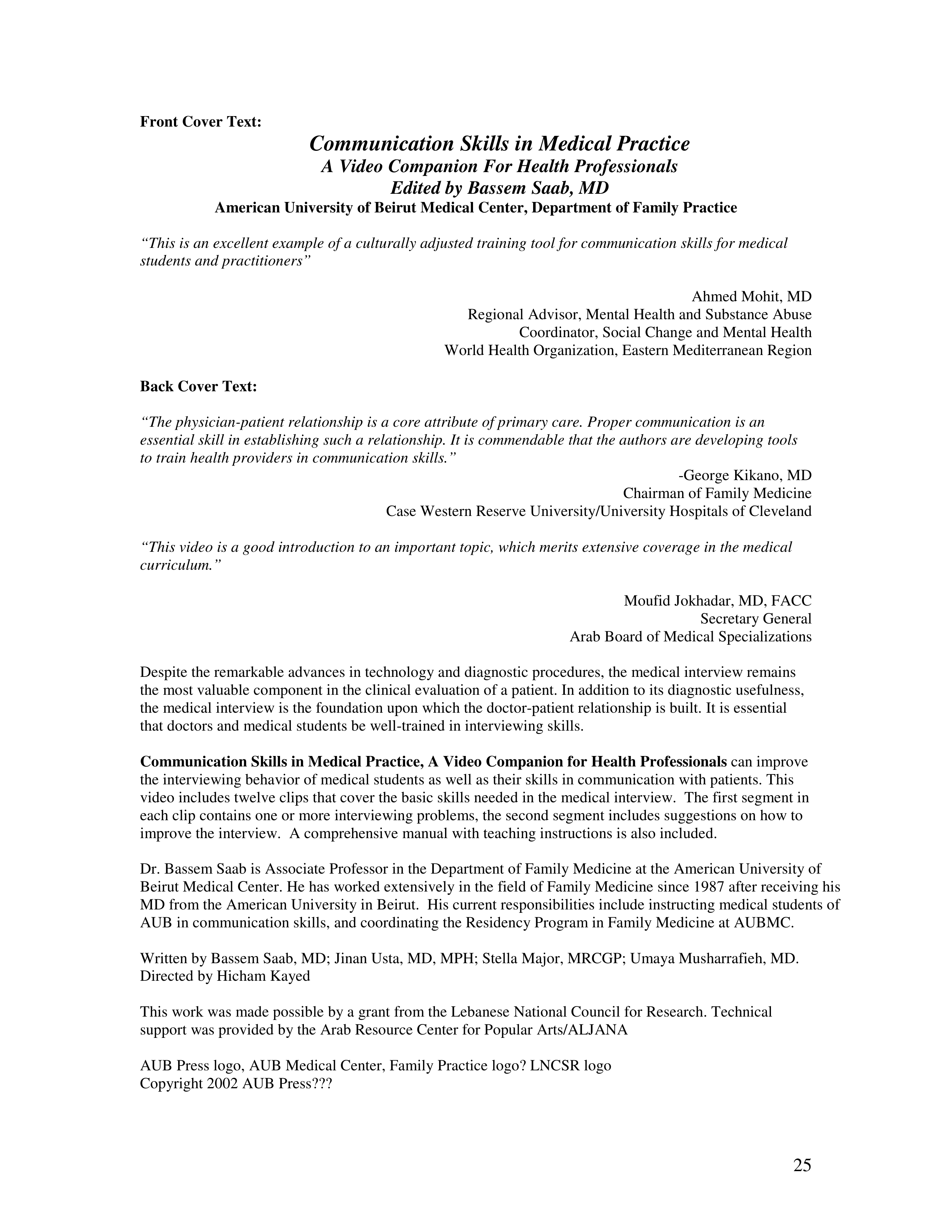 Communication Skills for Medical Practice — page 25