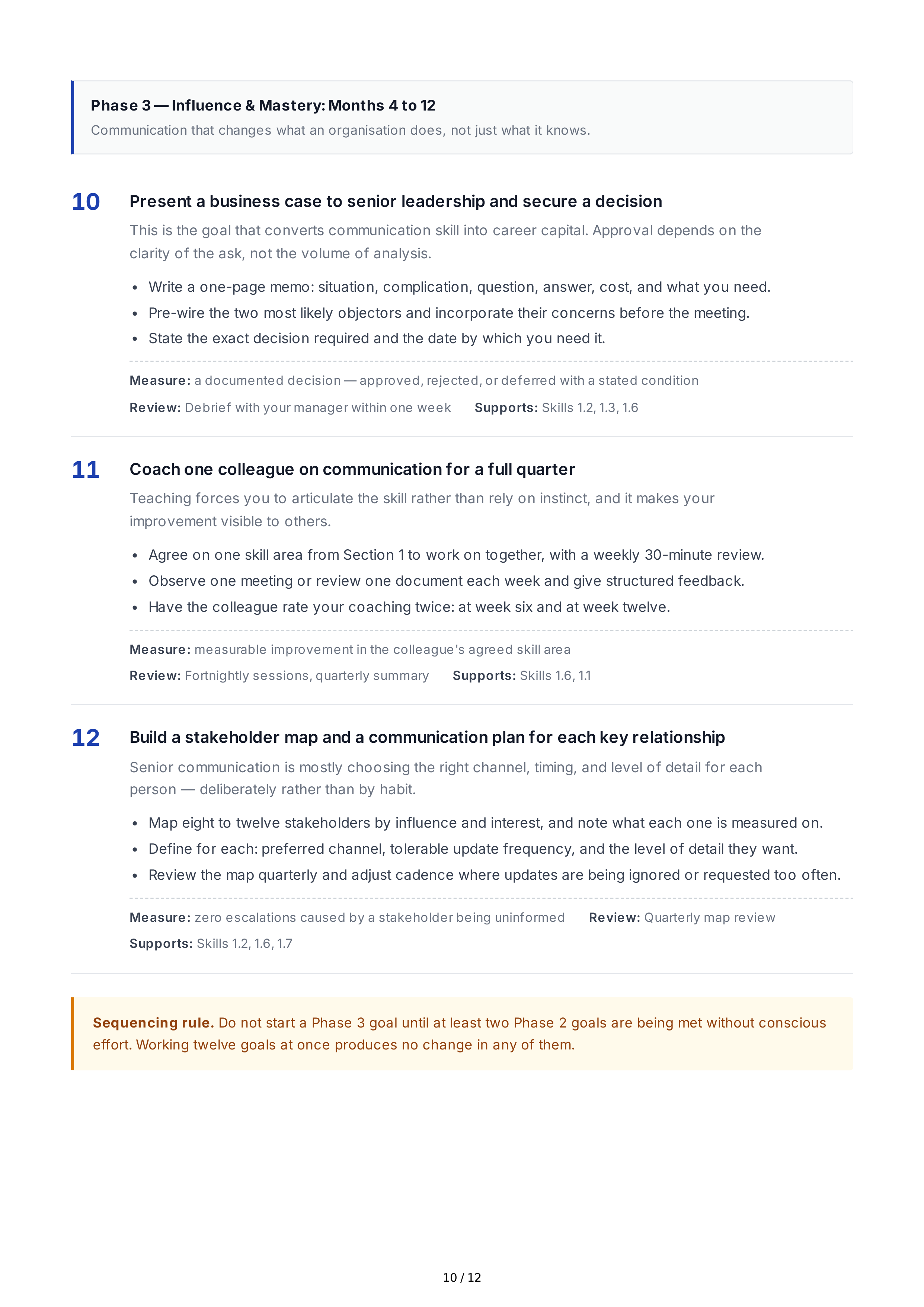 Communication Improvement Professional Goals — page 10