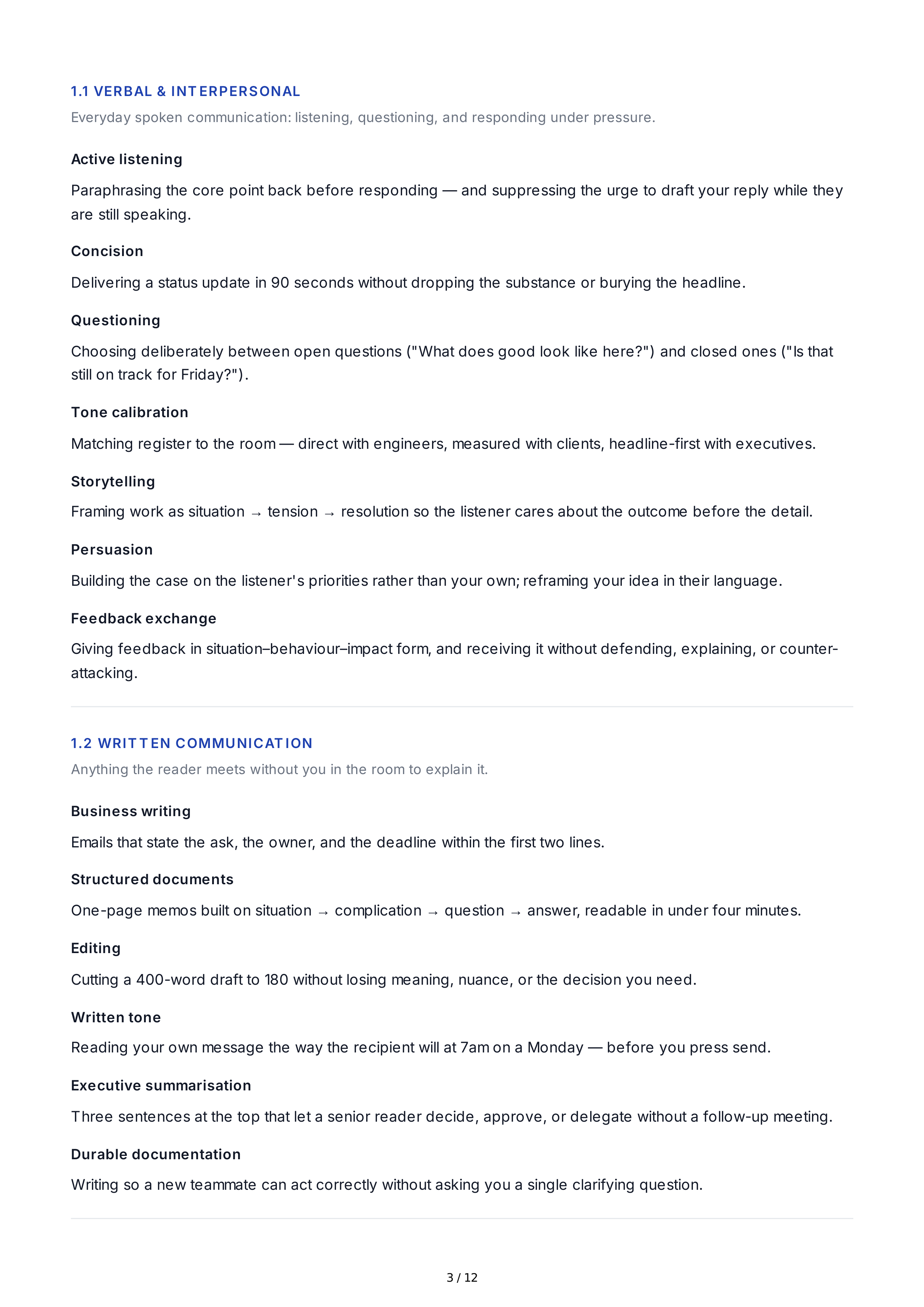 Communication Improvement Professional Goals — page 3