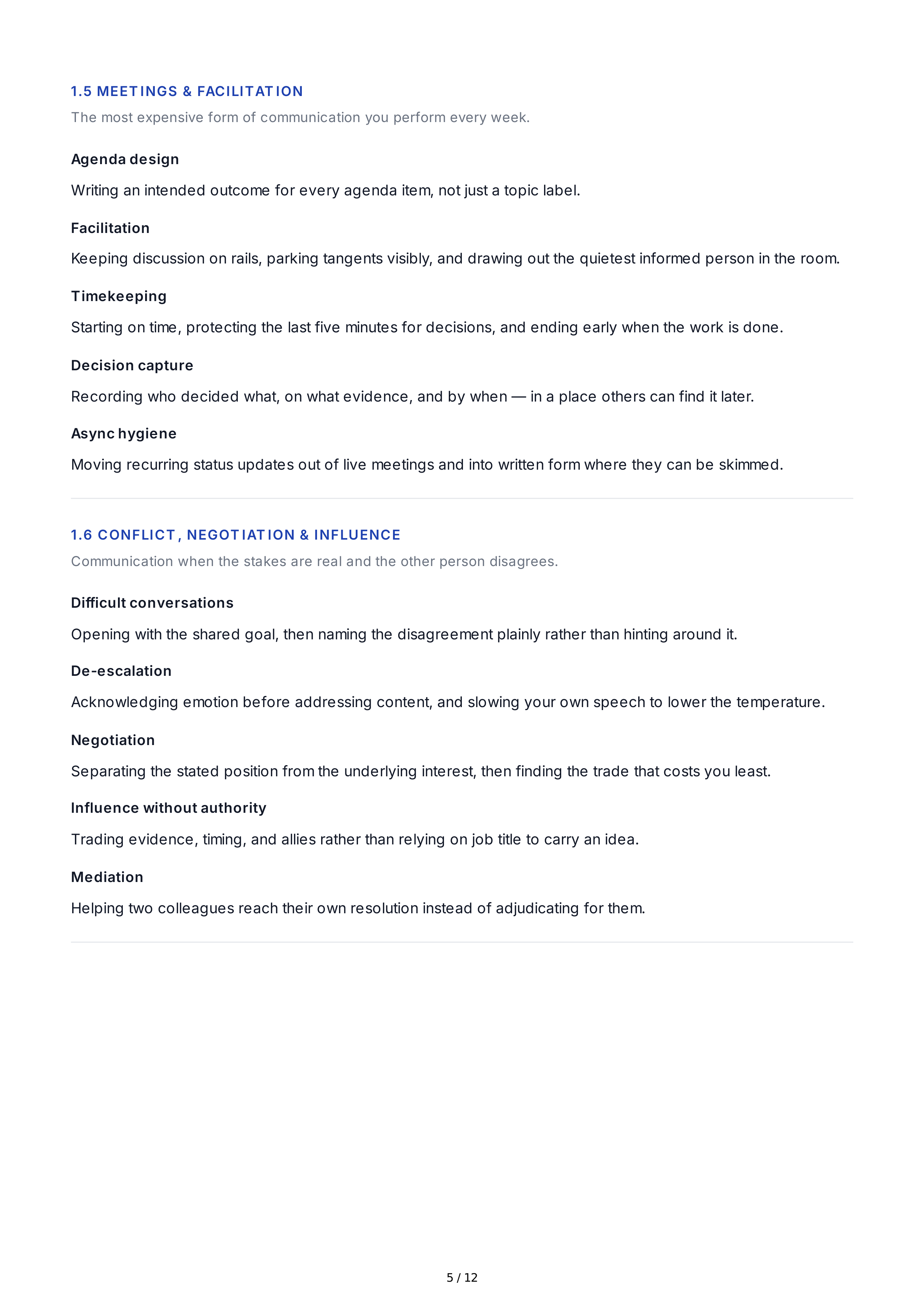 Communication Improvement Professional Goals — page 5