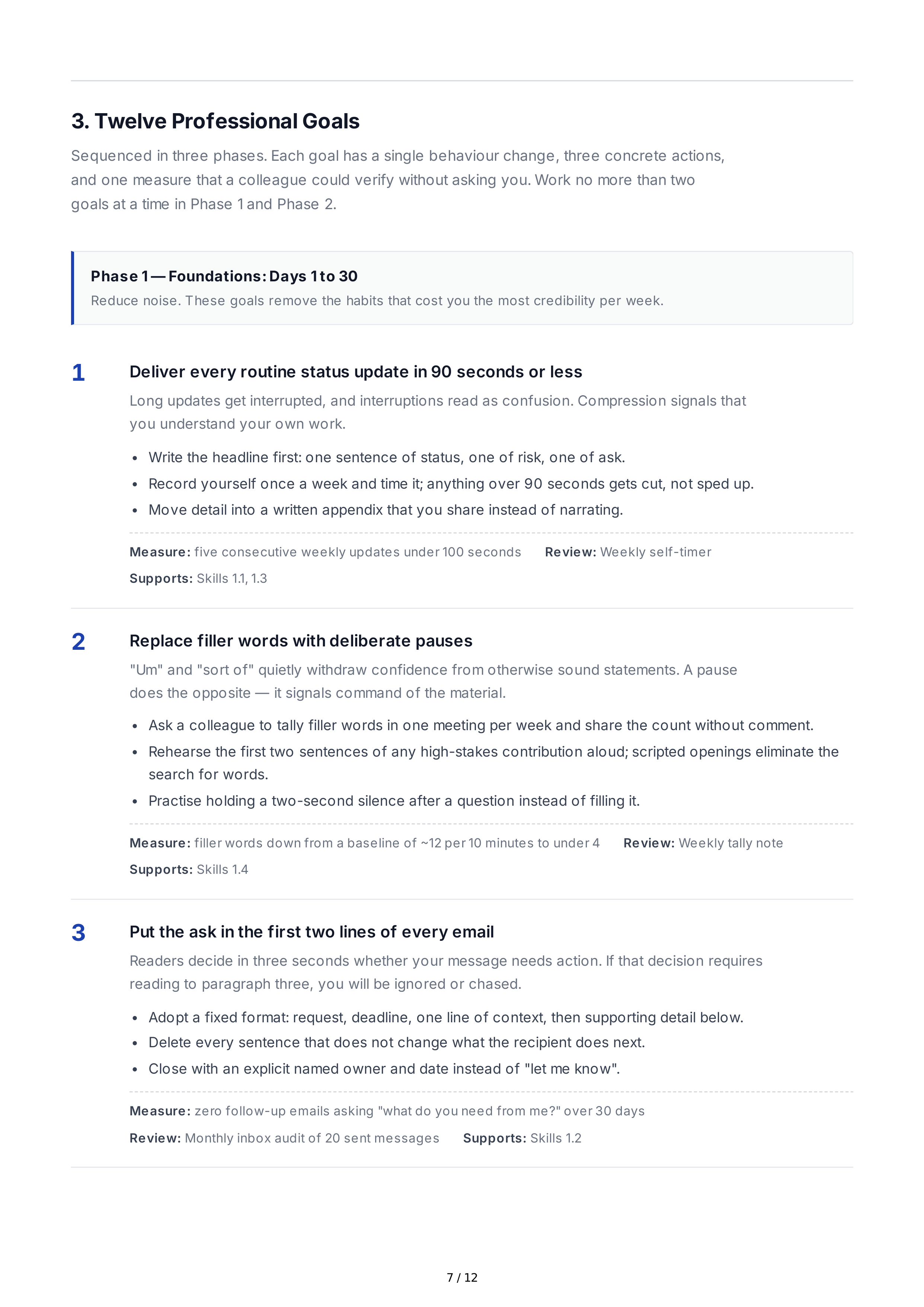 Communication Improvement Professional Goals — page 7