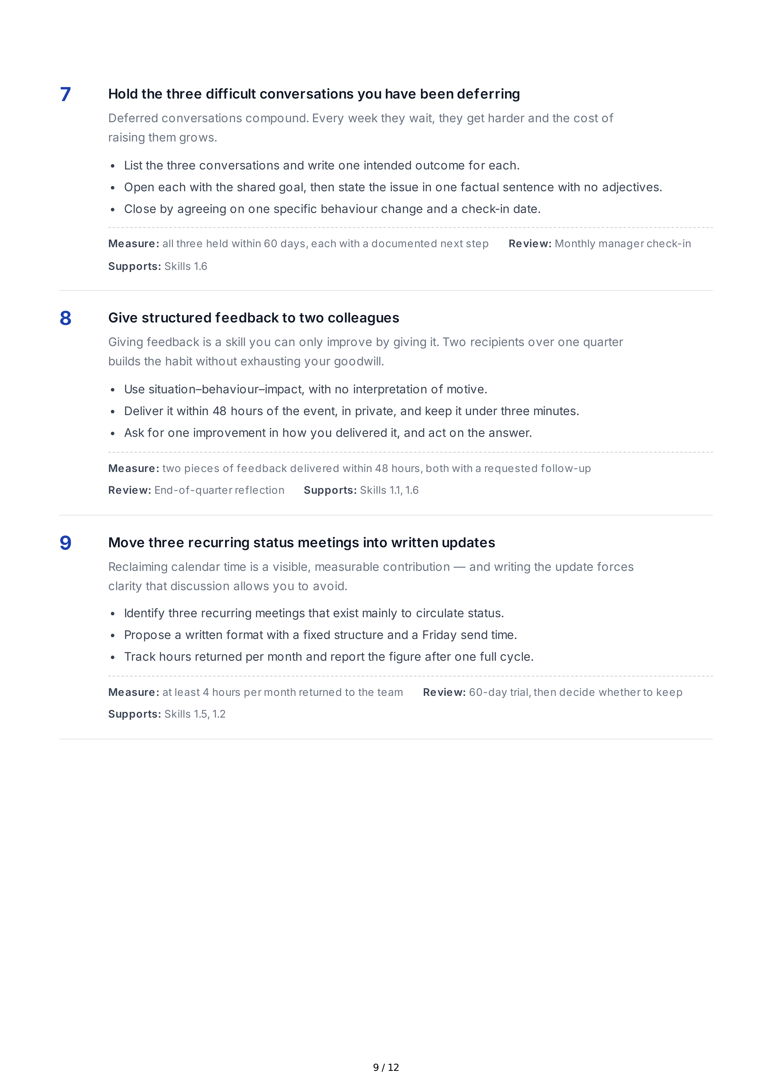 Communication Improvement Professional Goals — page 9