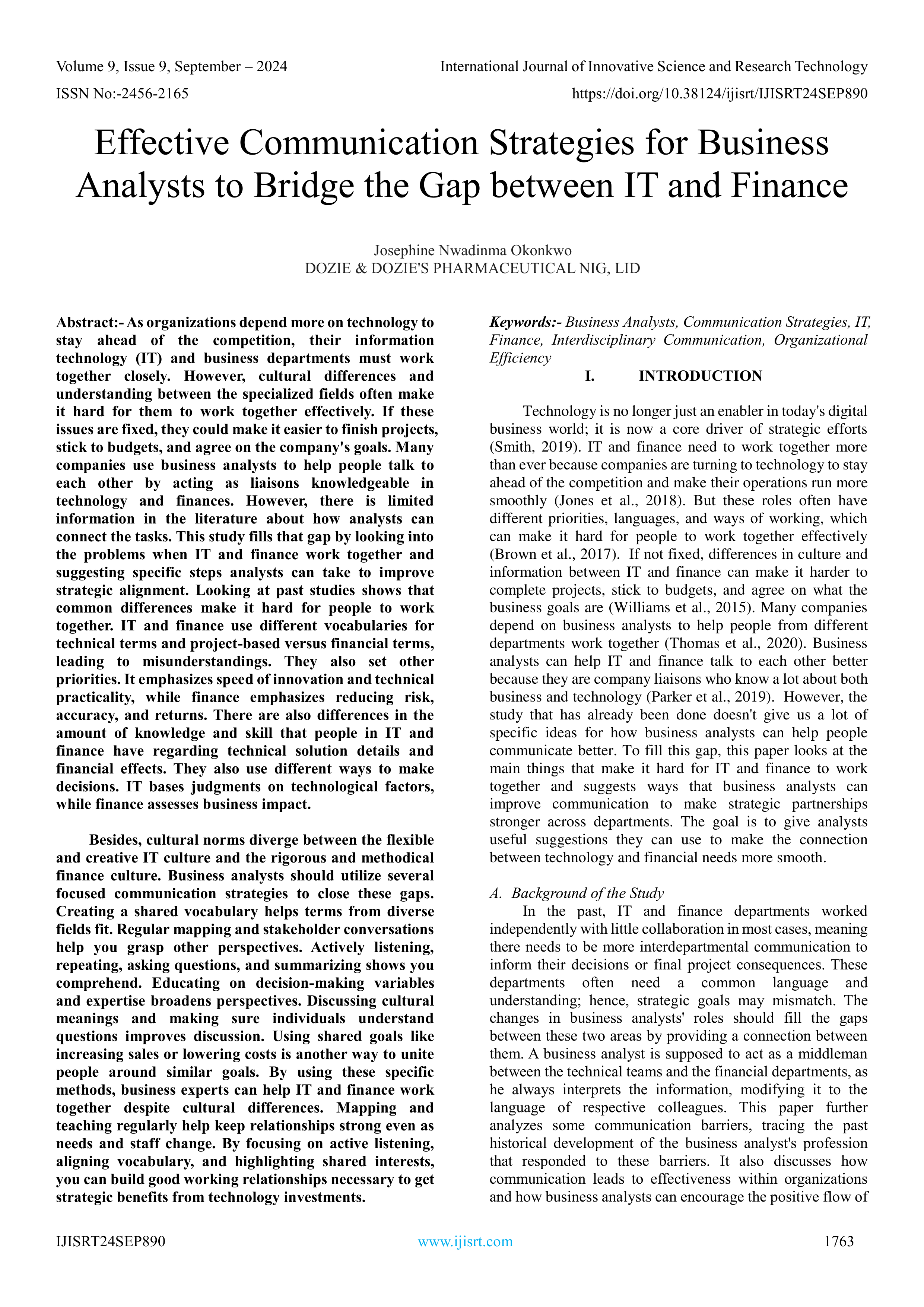 Communication Skills for Business Analysts — page 1