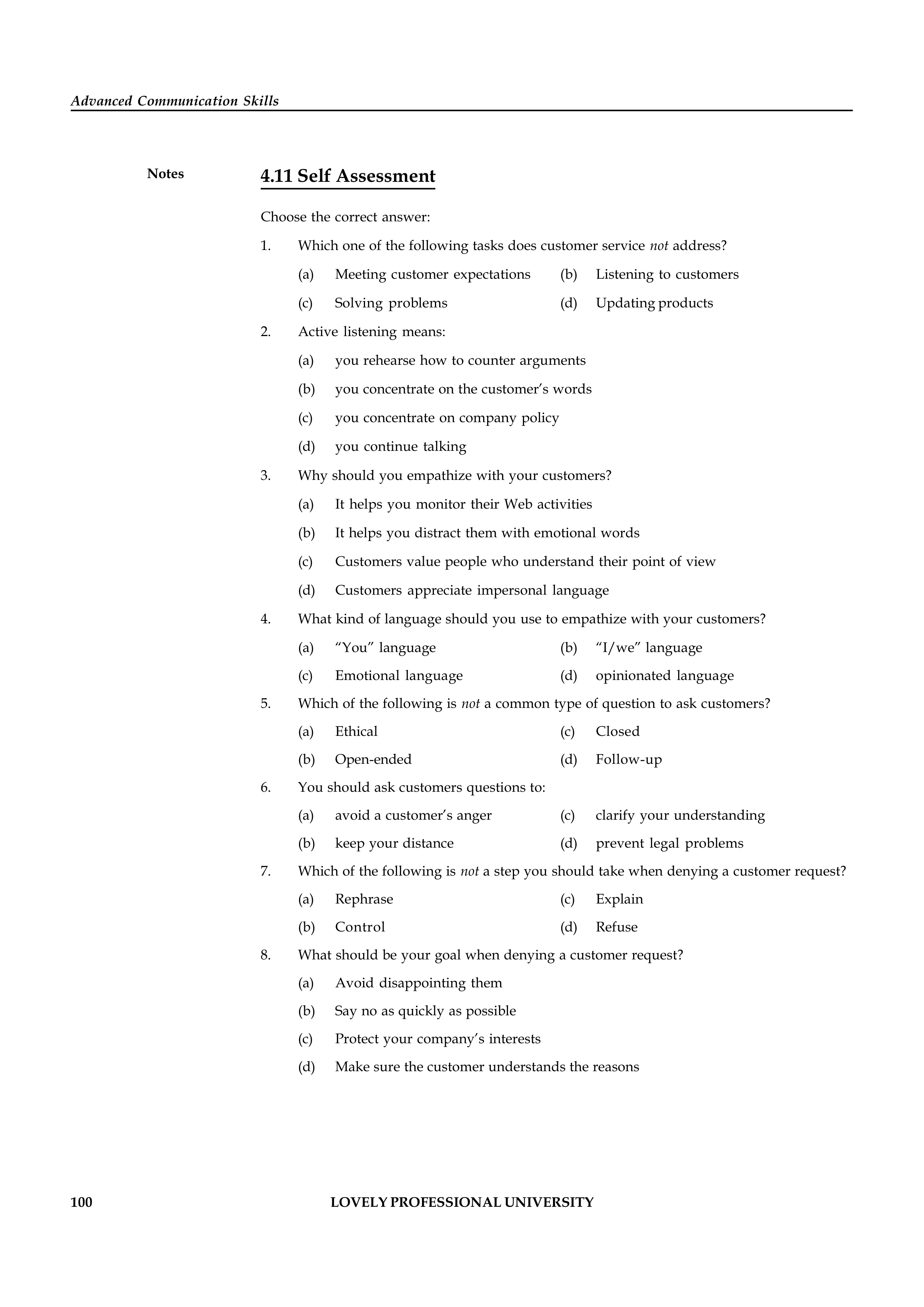 Communication Skills for Customer Service — page 107
