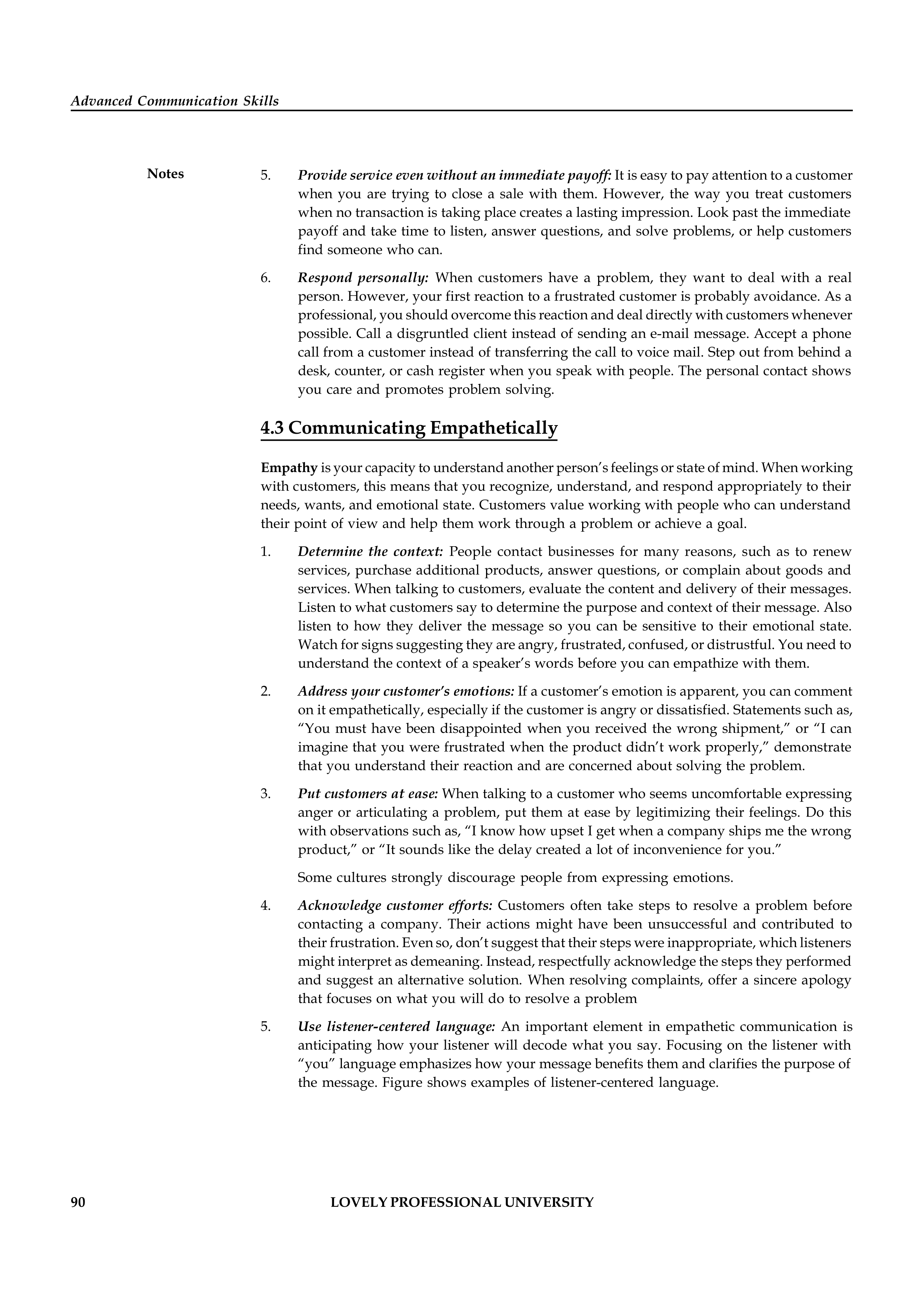 Communication Skills for Customer Service — page 97