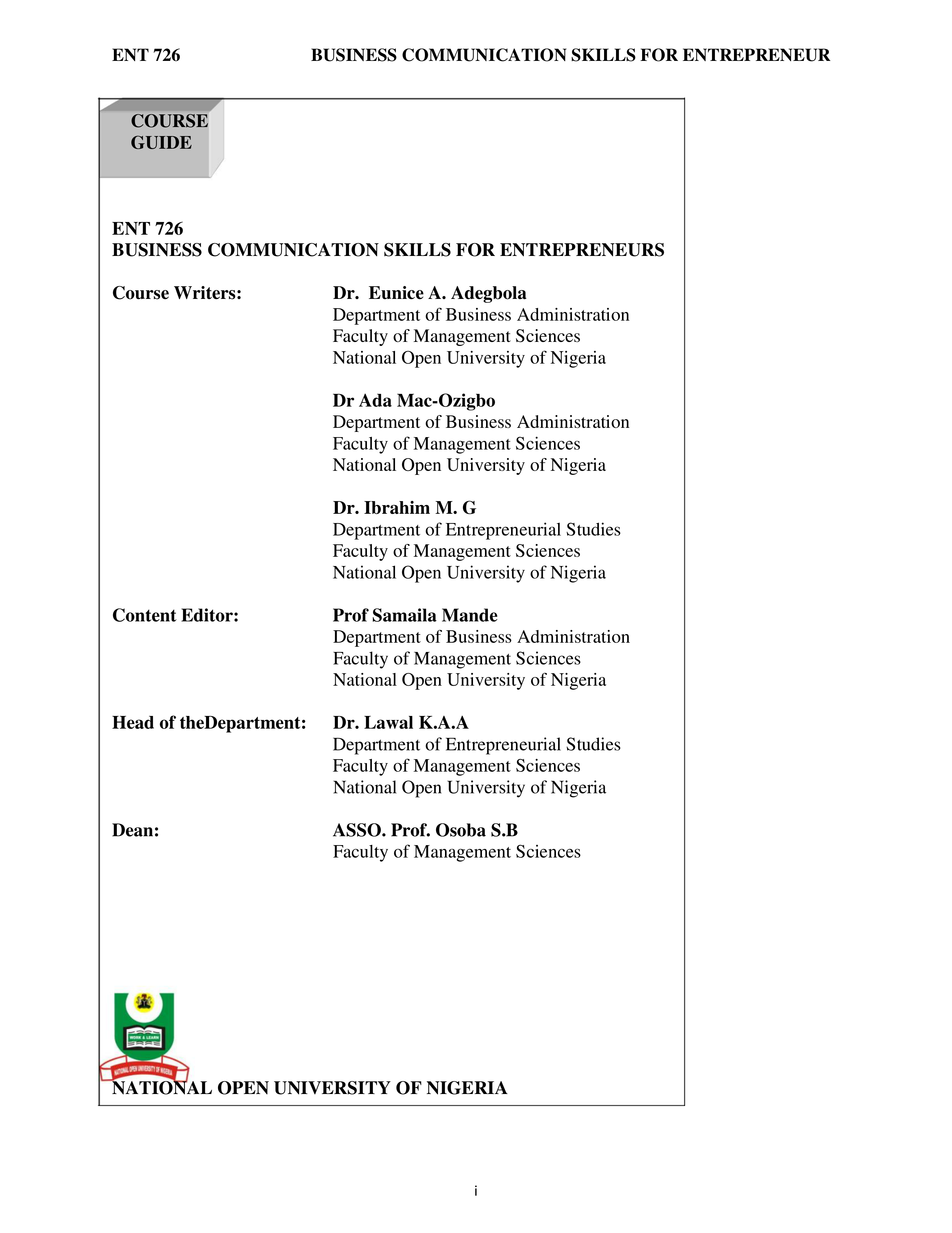 Communication Skills for Entrepreneurs — page 1
