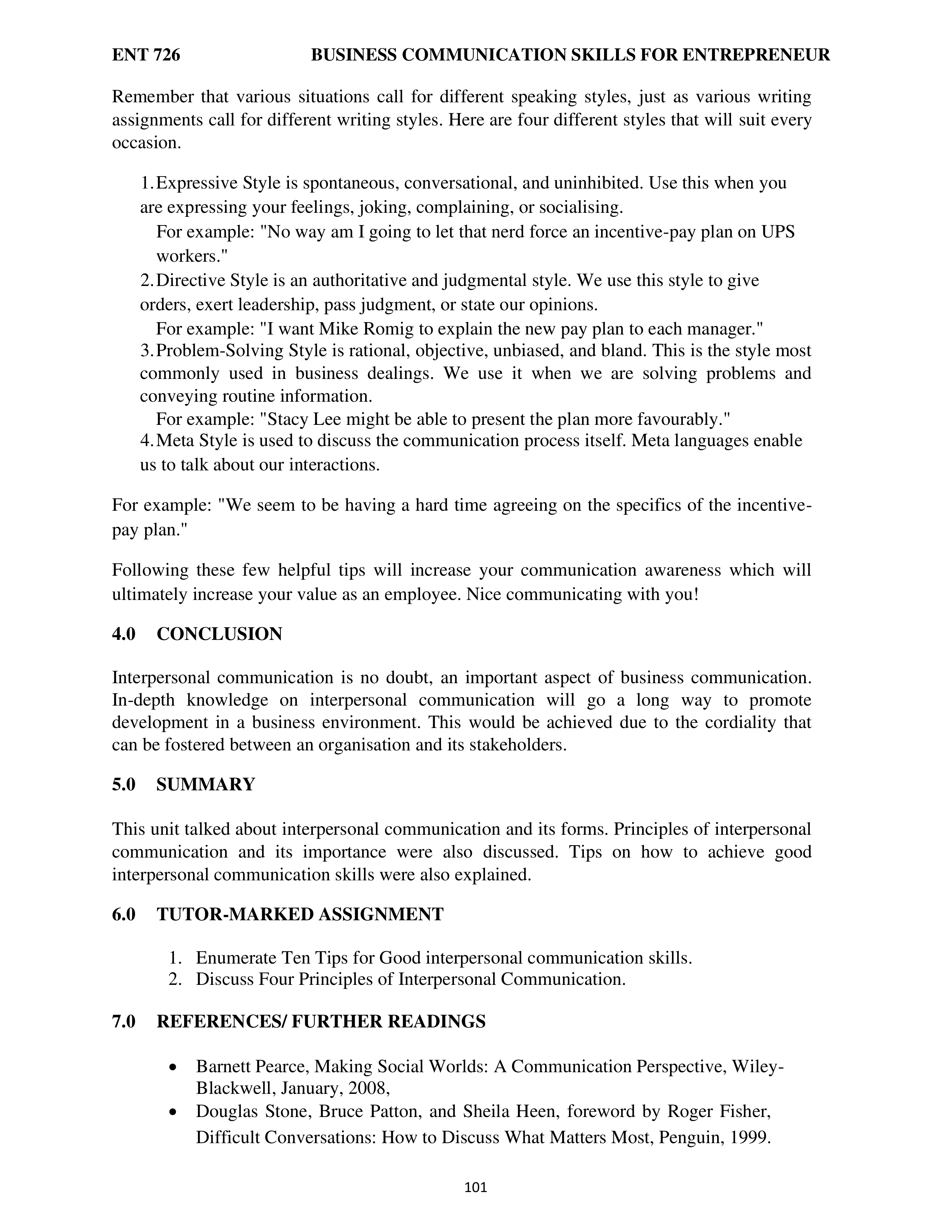 Communication Skills for Entrepreneurs — page 109