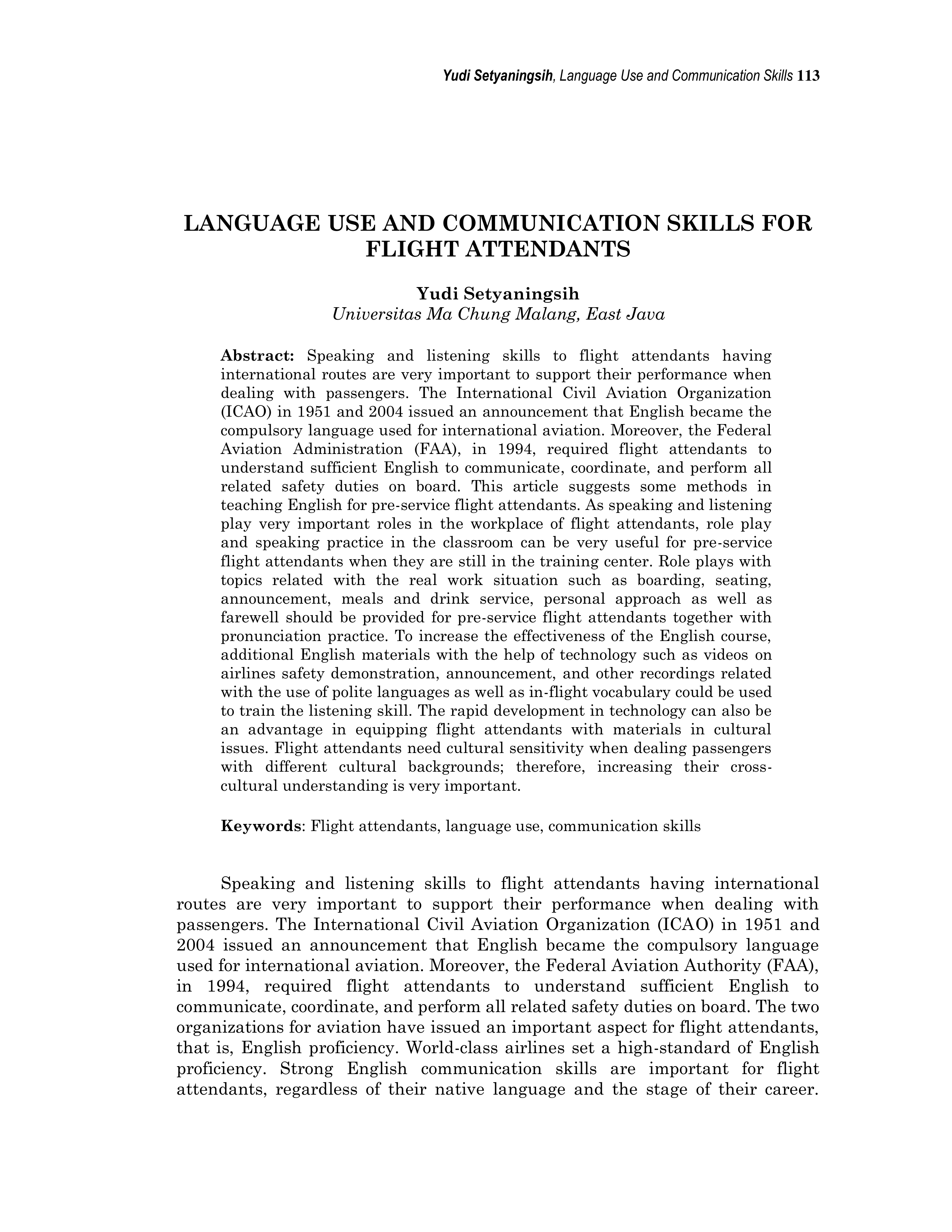Communication Skills for Flight Attendants — page 1