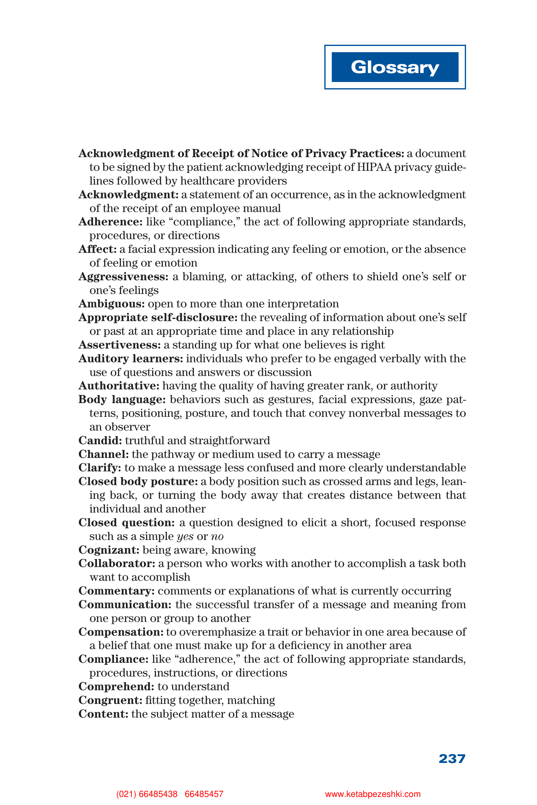 Communication Skills for Health Care Professionals — page 253