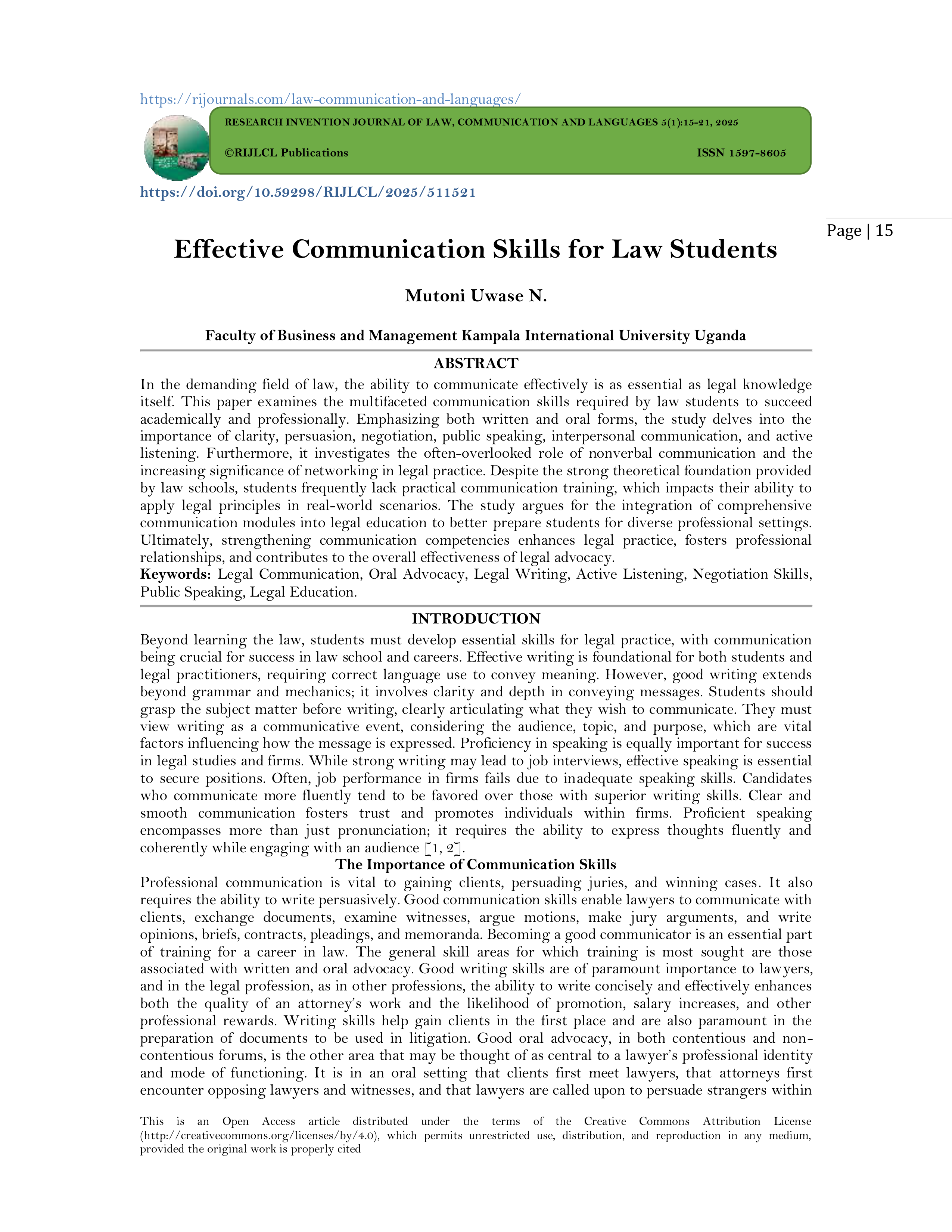 Communication Skills for Law Students — page 1