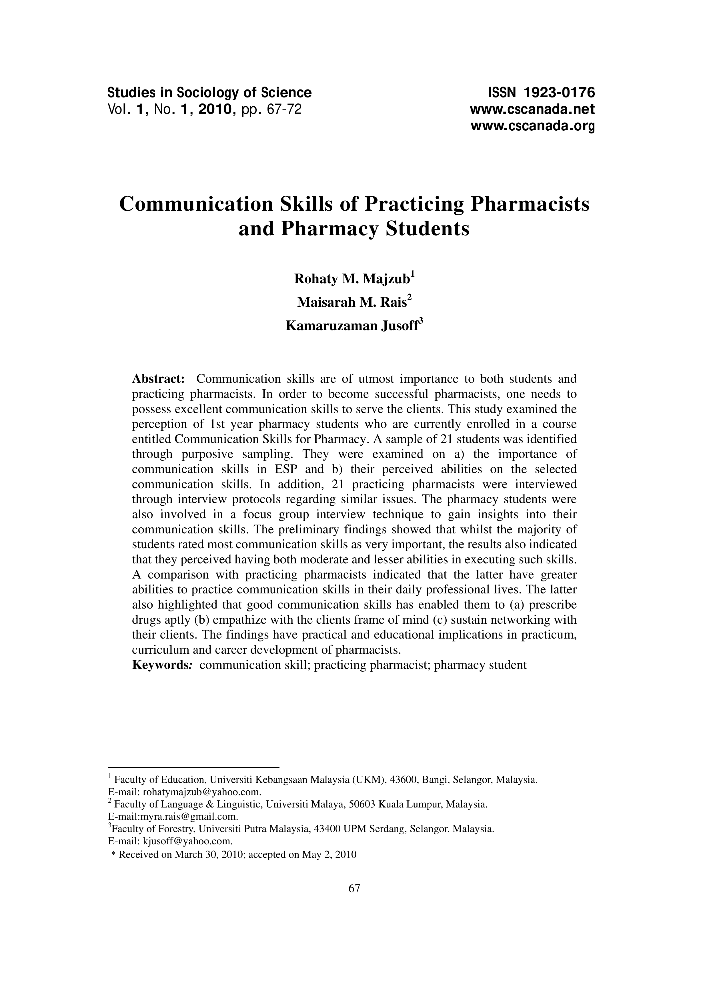Communication Skills for Pharmacists — page 1